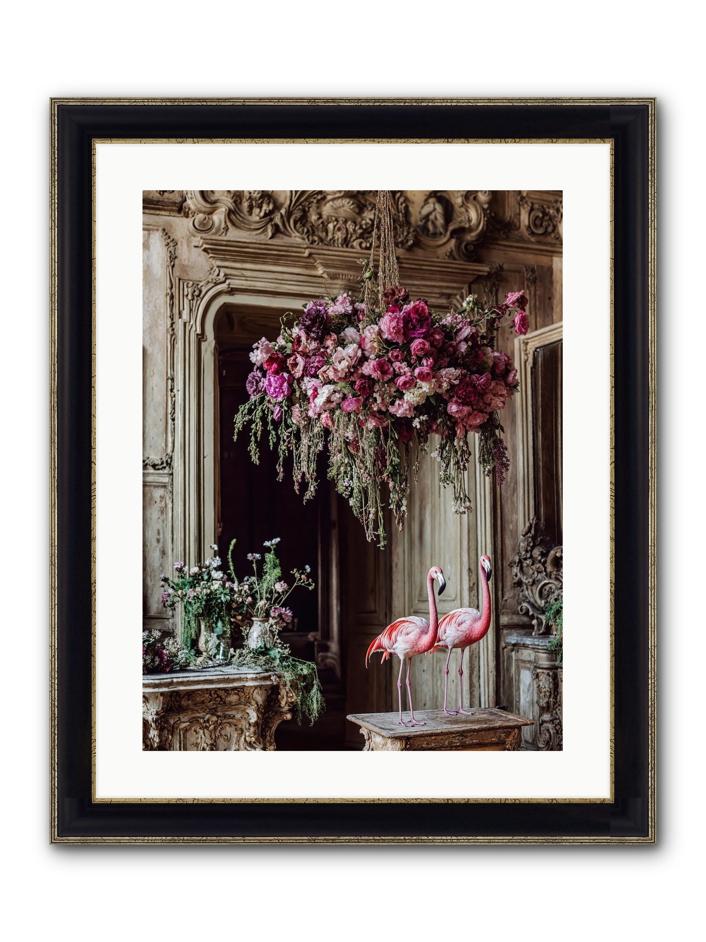 Blush Hour Sentinels Framed Print - Black & Gold 18x24