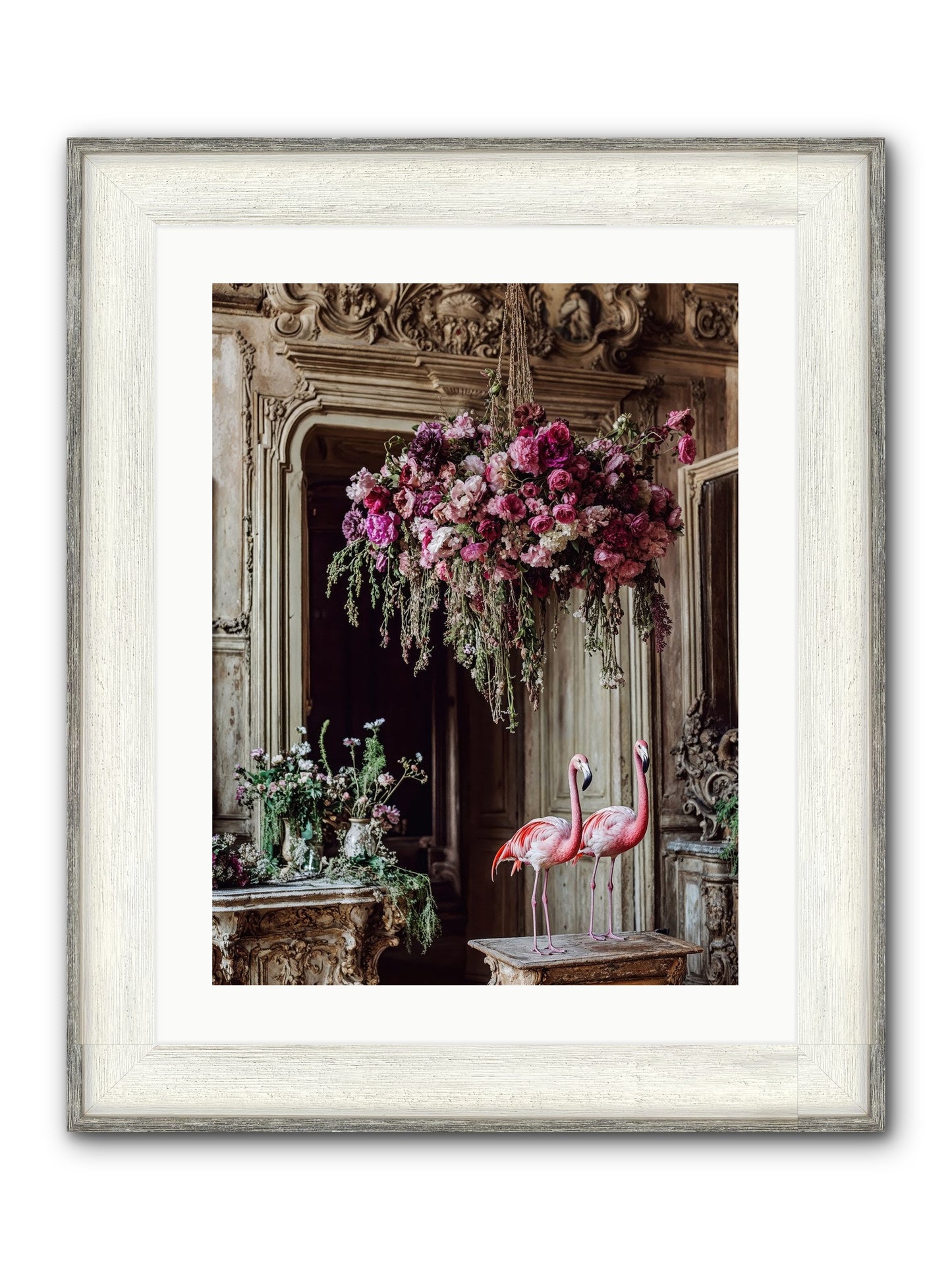 Blush Hour Sentinels Framed Print - Driftwood White 18x24