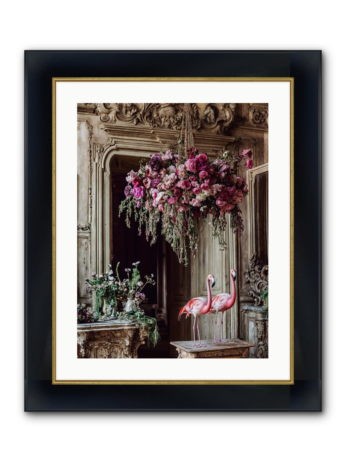 Blush Hour Sentinels Framed Print - Wide Black w/Gold 18x24