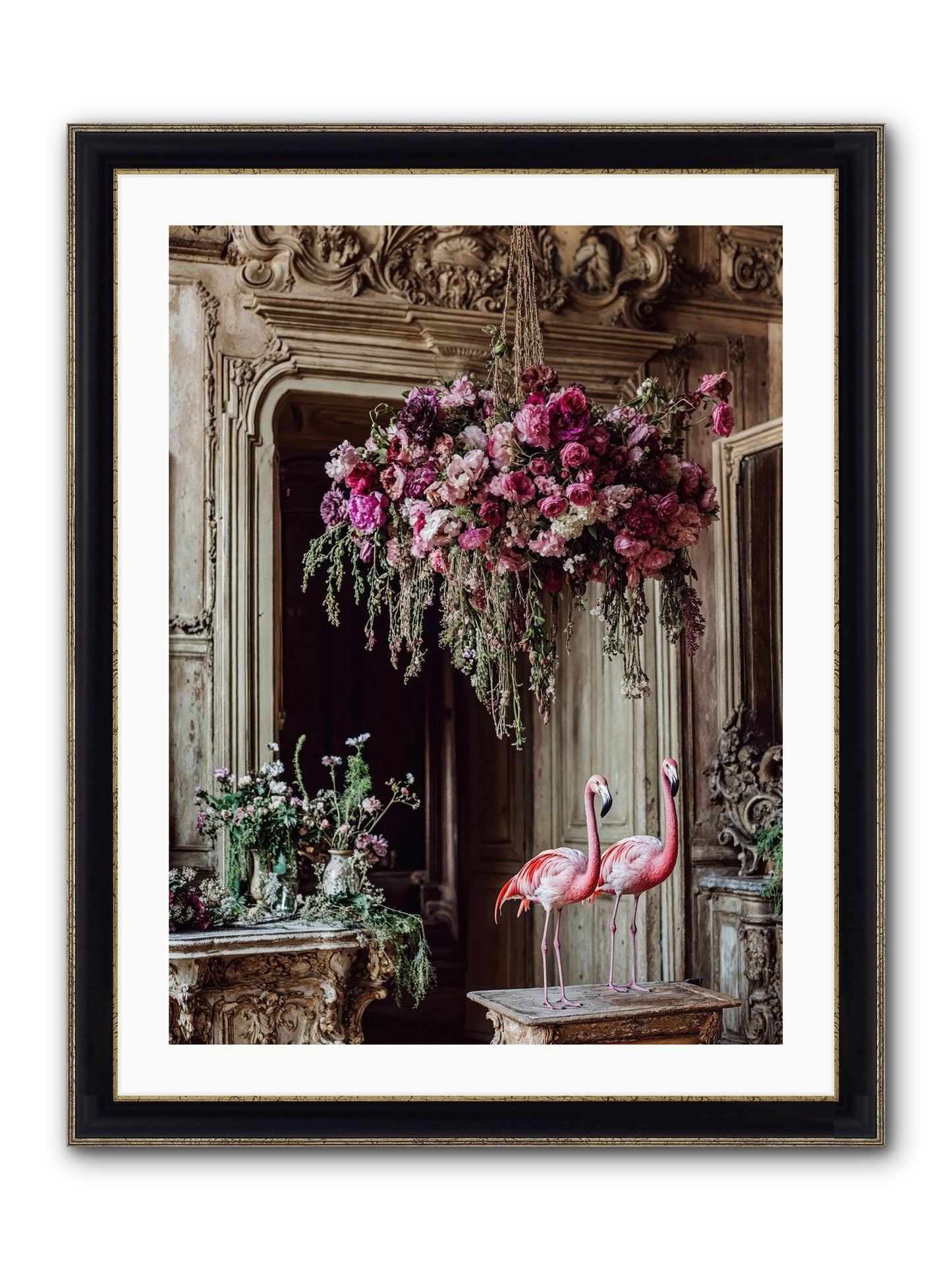 Blush Hour Sentinels Framed Print - Black & Gold 24x32