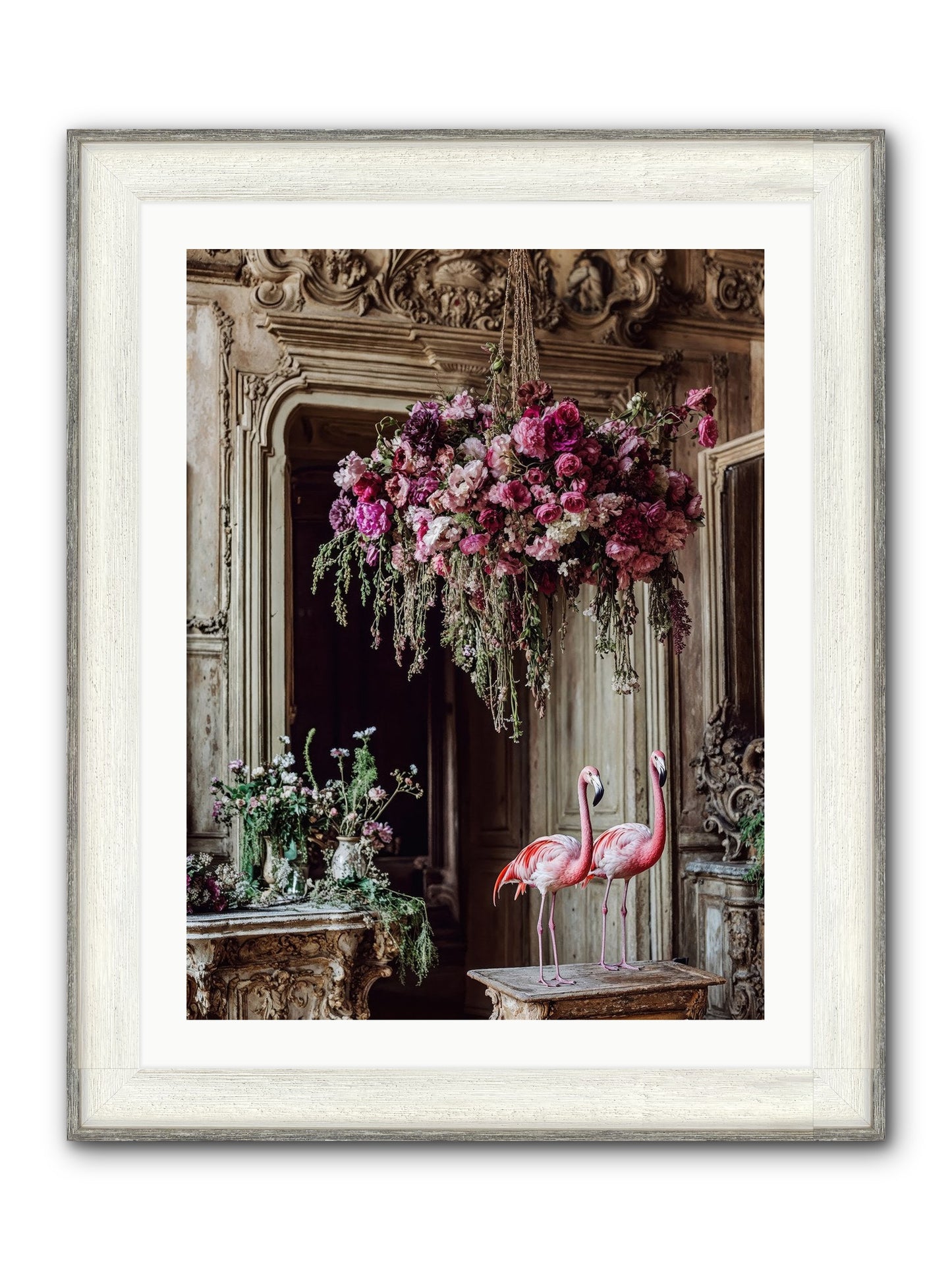 Blush Hour Sentinels Framed Print - Driftwood White 24x32