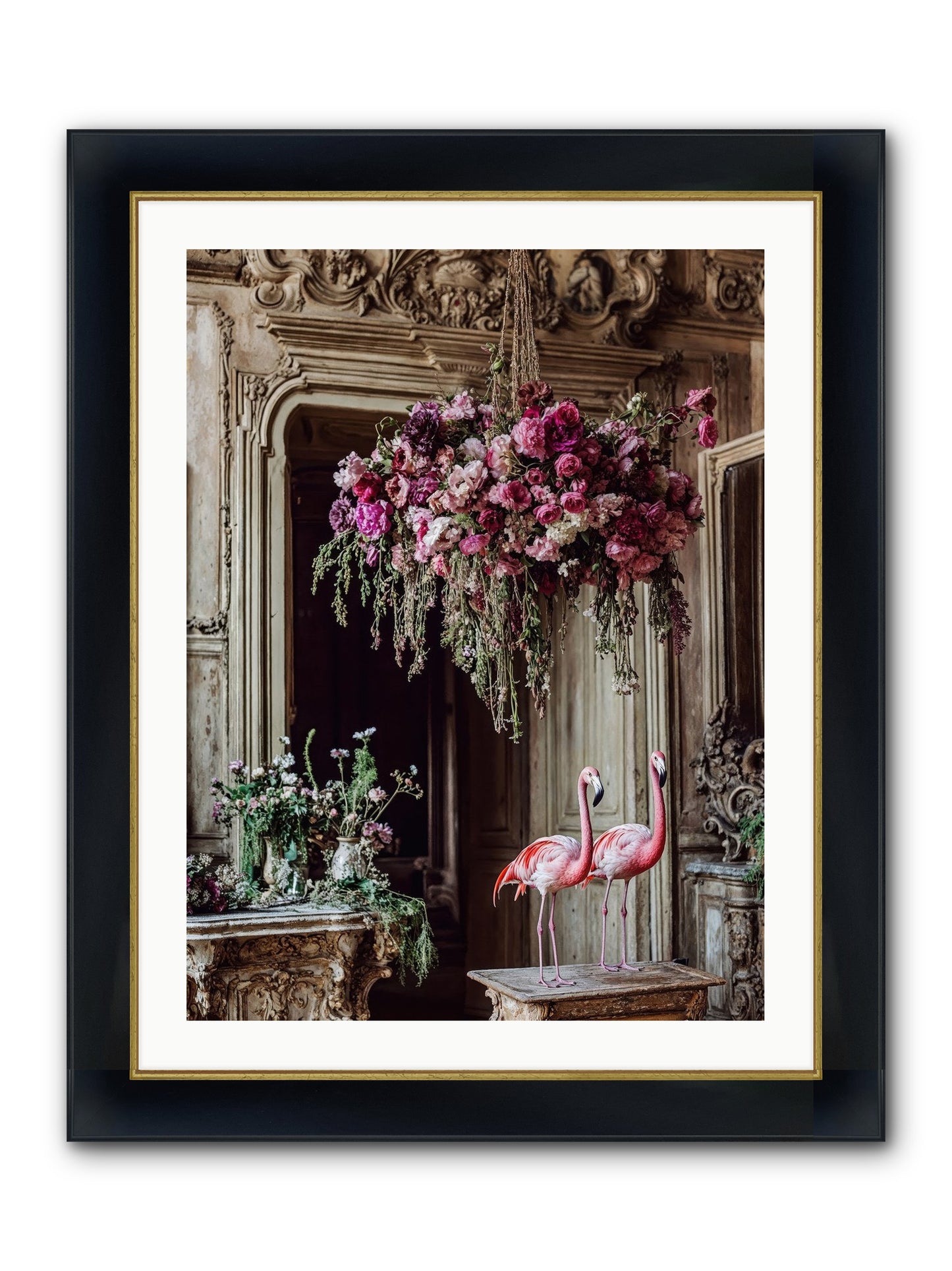 Blush Hour Sentinels Framed Print - Wide Black w/Gold 24x32
