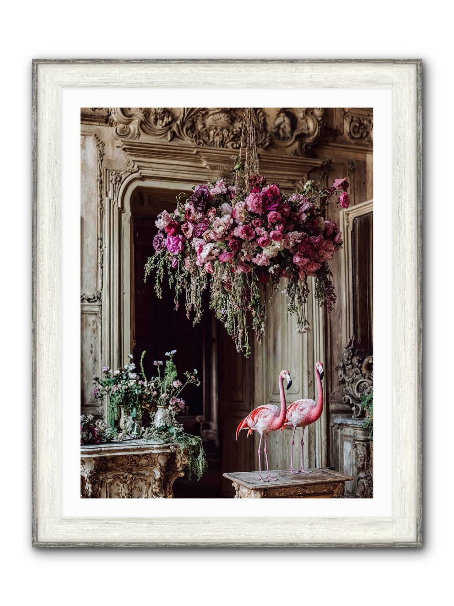 Blush Hour Sentinels Framed Print - Driftwood White 30x40