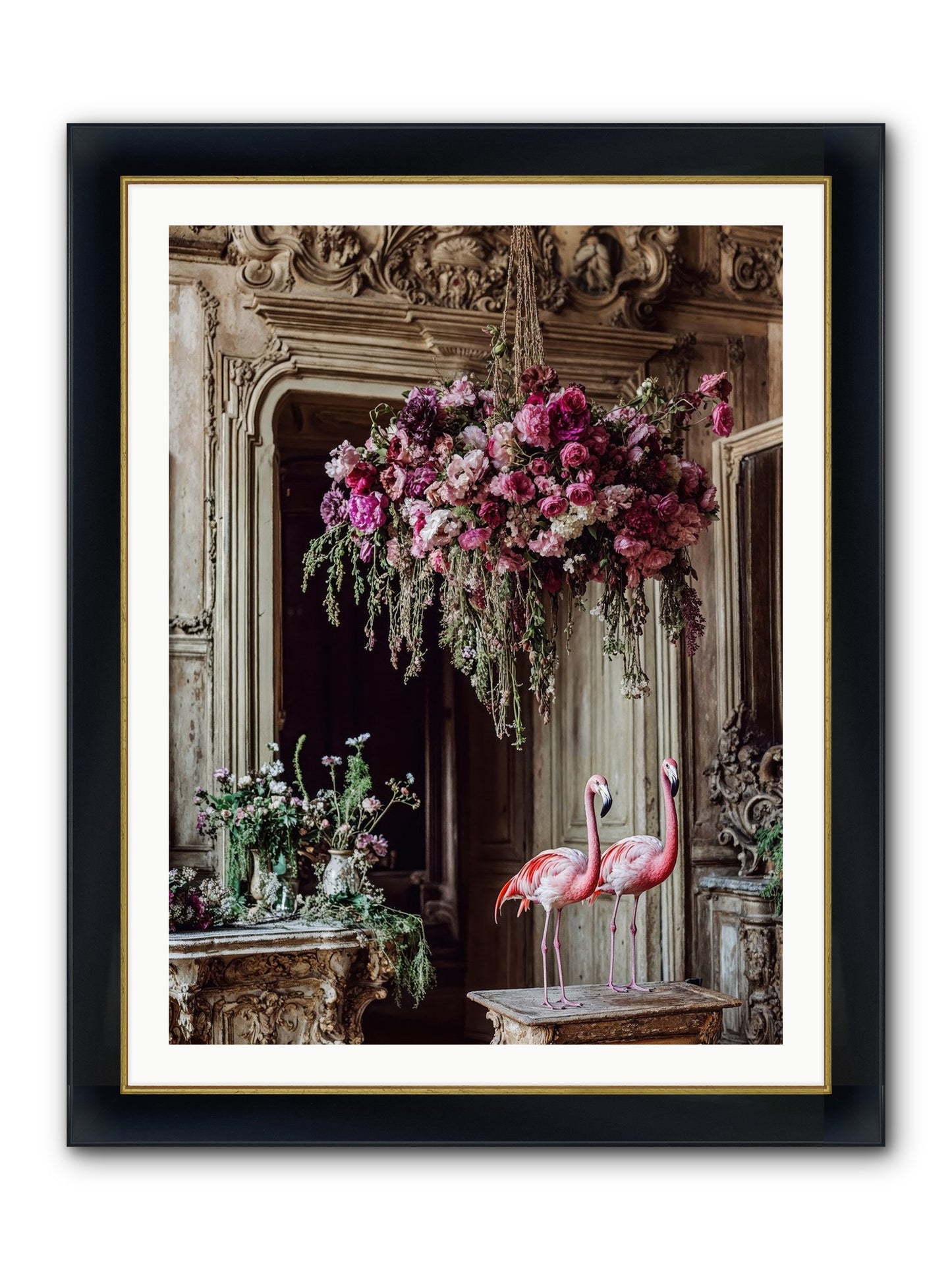 Blush Hour Sentinels Framed Print - Wide Black w/Gold 30x40