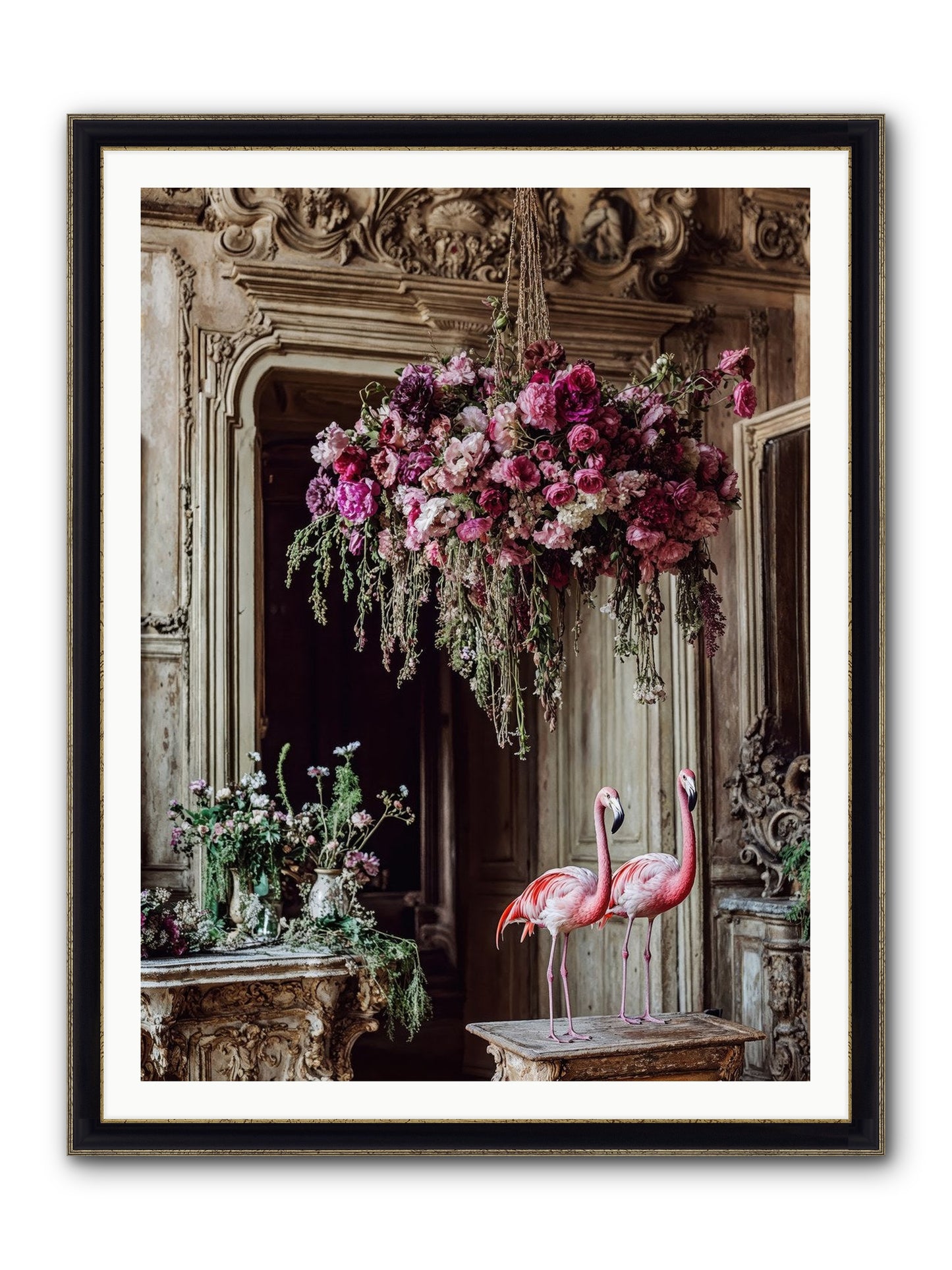 Blush Hour Sentinels Framed Print - Black & Gold 36x48