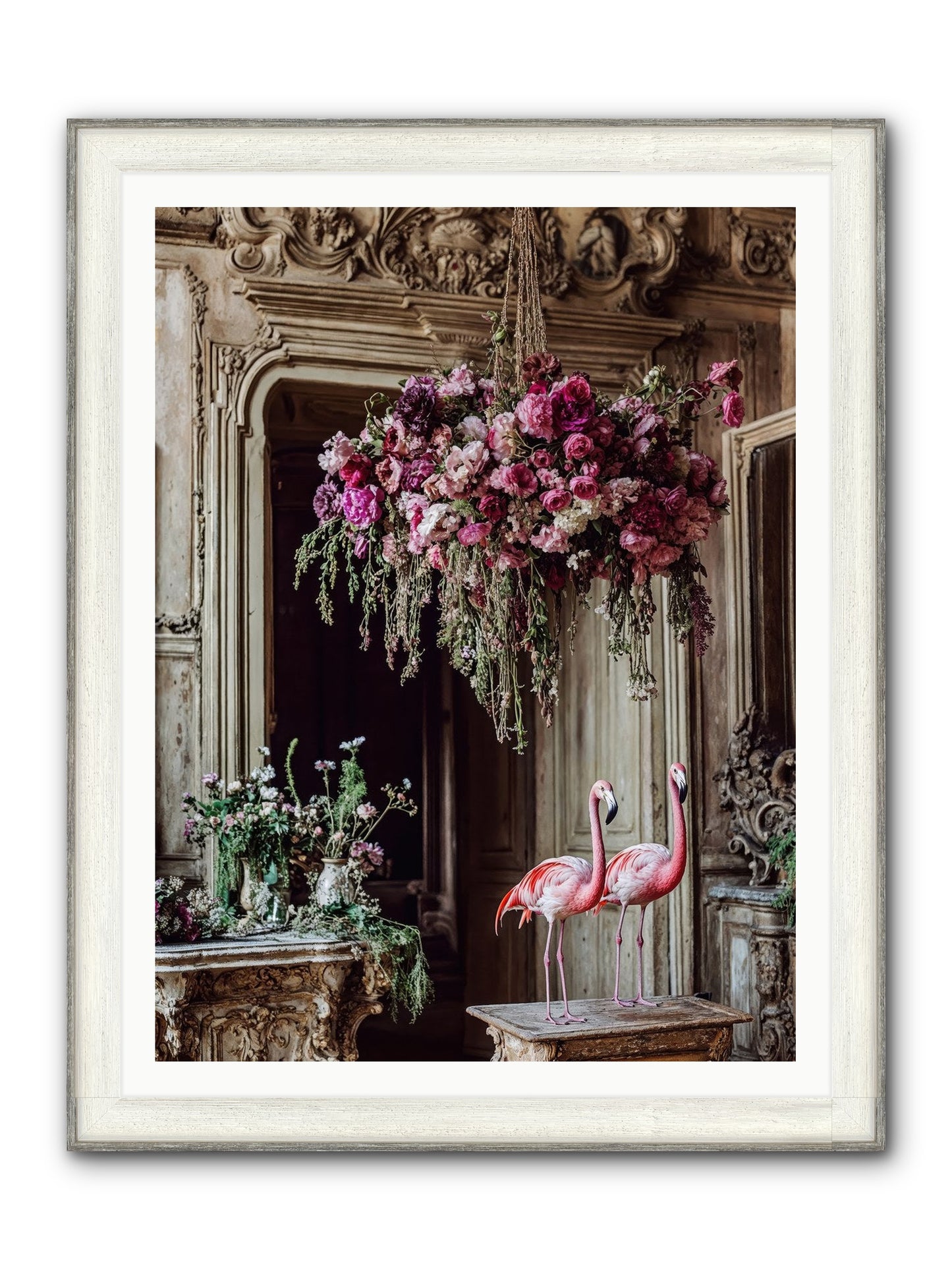 Blush Hour Sentinels Framed Print - Driftwood White 36x48