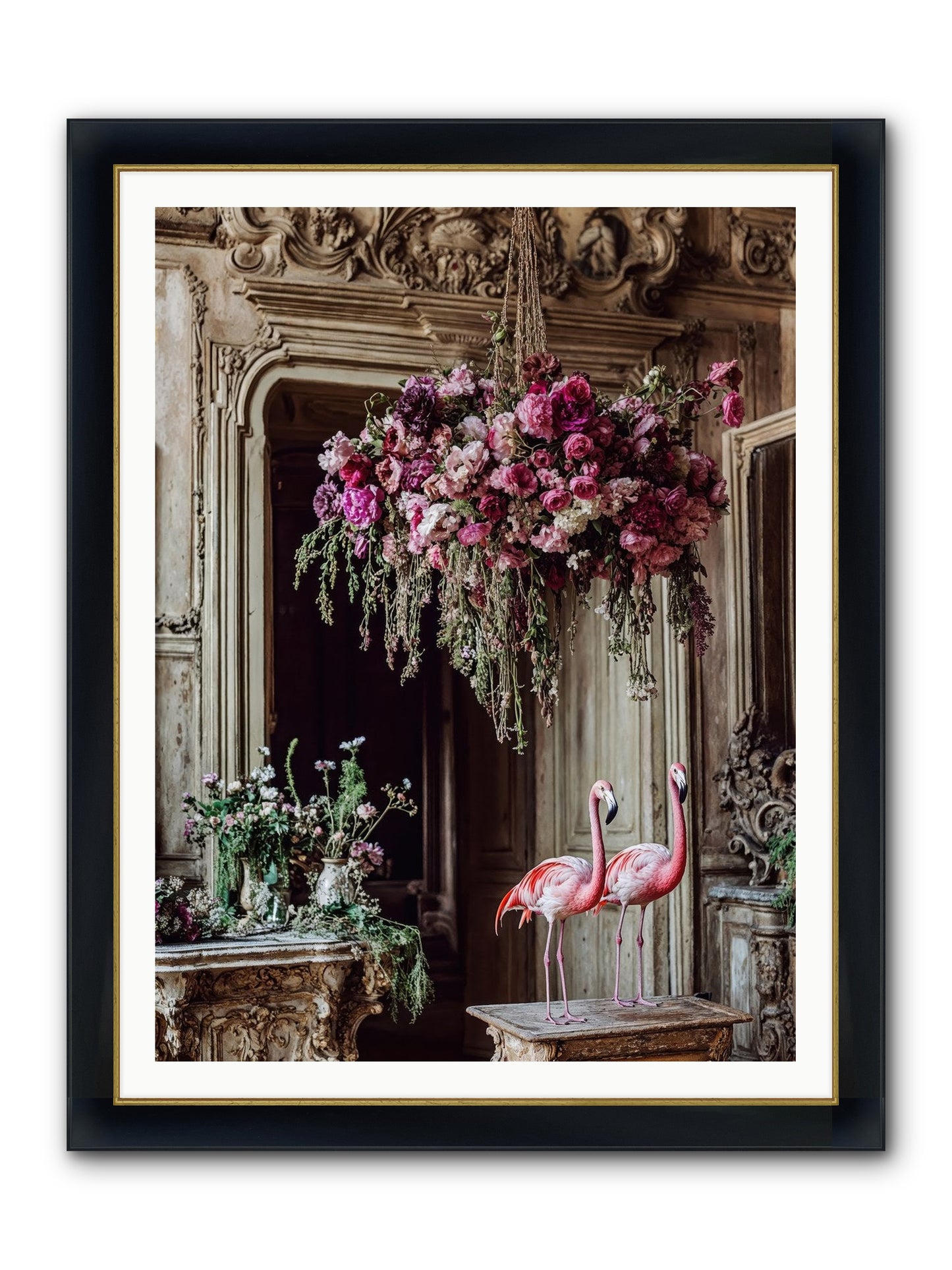 Blush Hour Sentinels Framed Print - Wide Black w/Gold 36x48