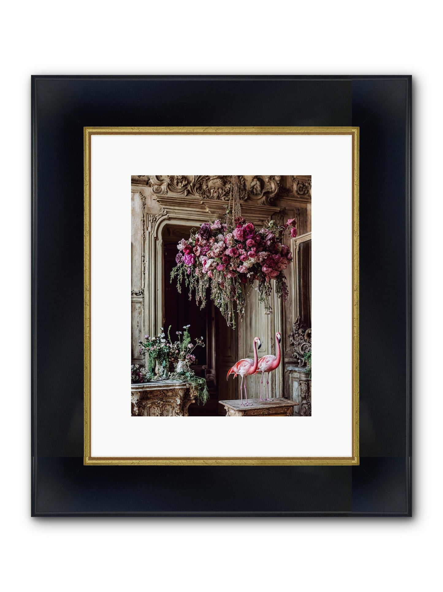 Blush Hour Sentinels Framed Print - Wide Black w/Gold 9x12