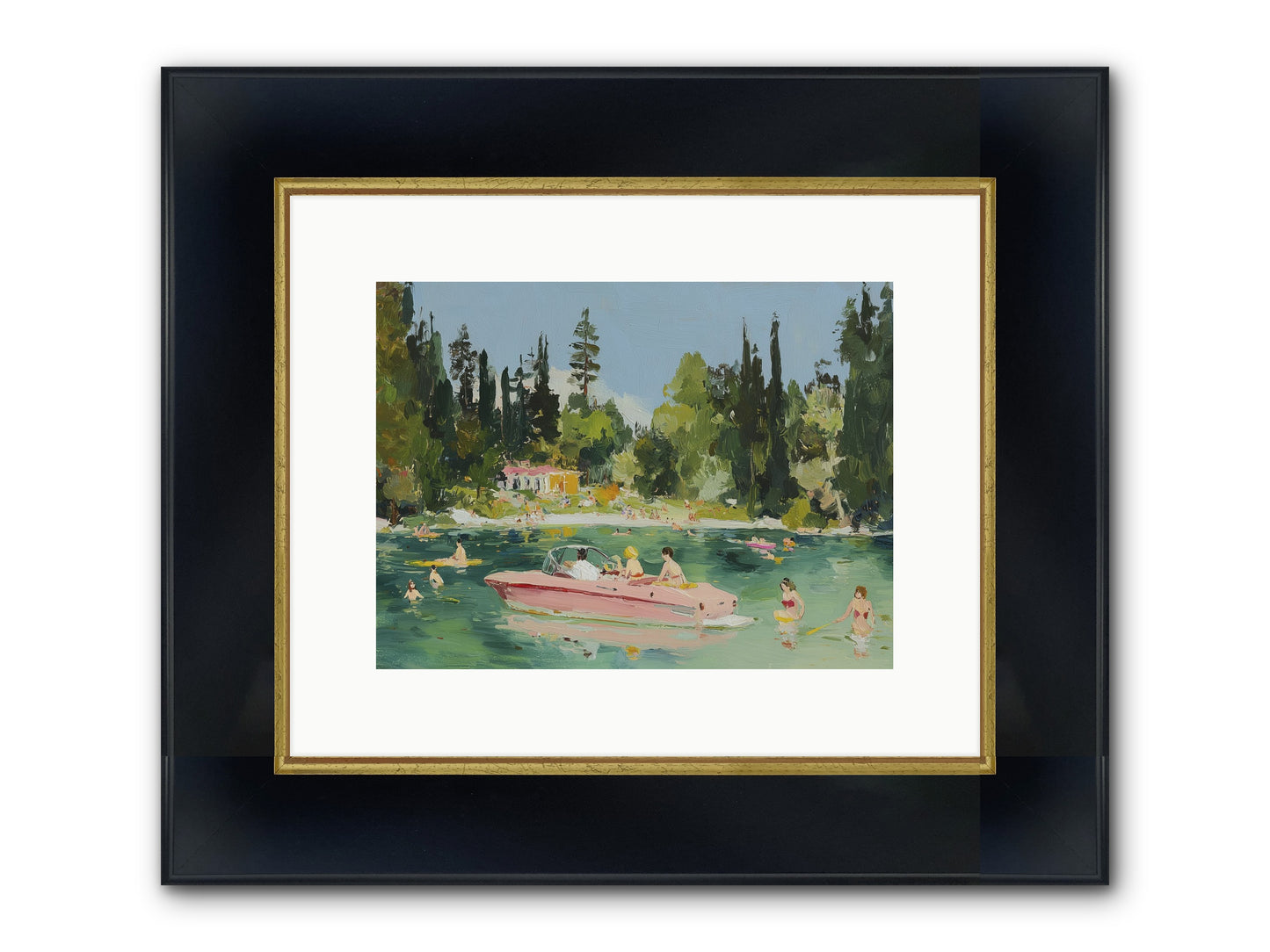 Boat Life Framed Print - Wide Black w/Gold 12x9