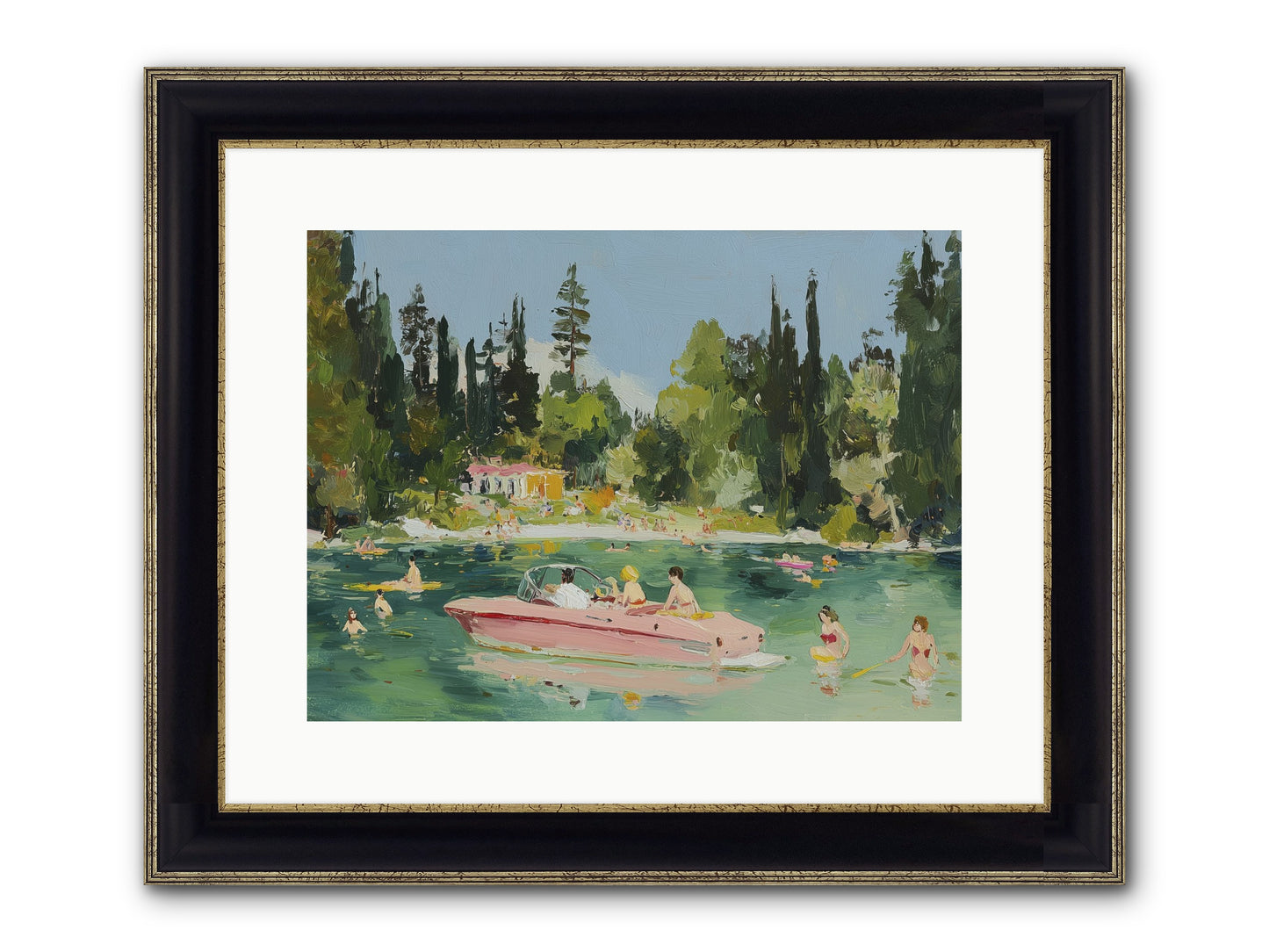 Boat Life Framed Print - Black & Gold 16x12