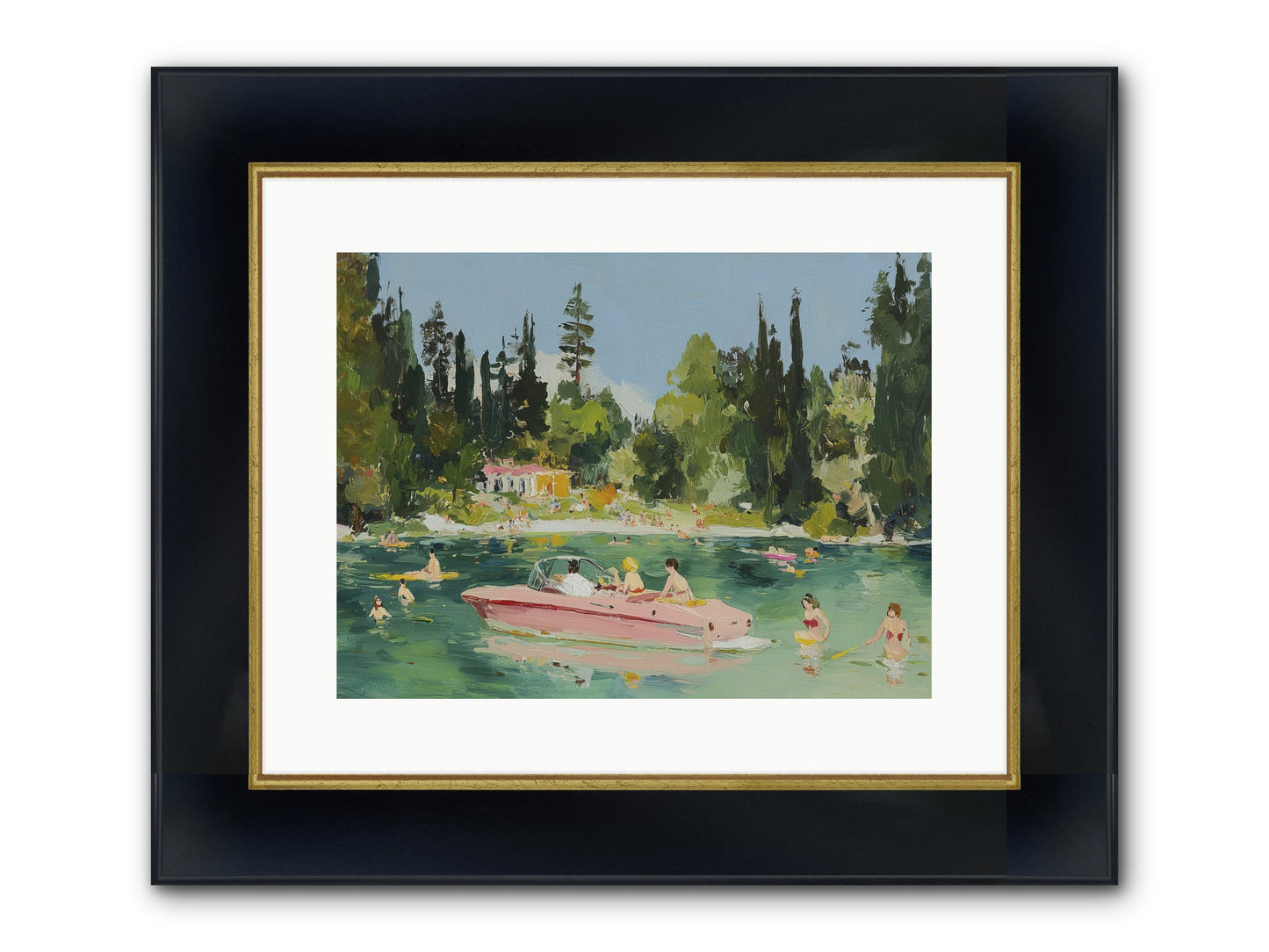 Boat Life Framed Print - Wide Black w/Gold 16x12
