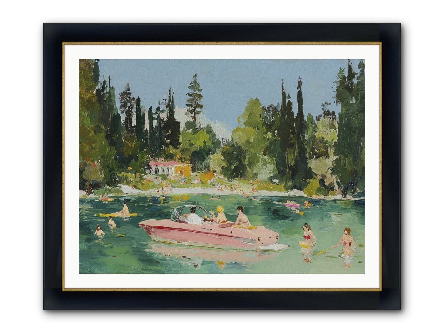 Boat Life Framed Print - Wide Black w/Gold 40x30