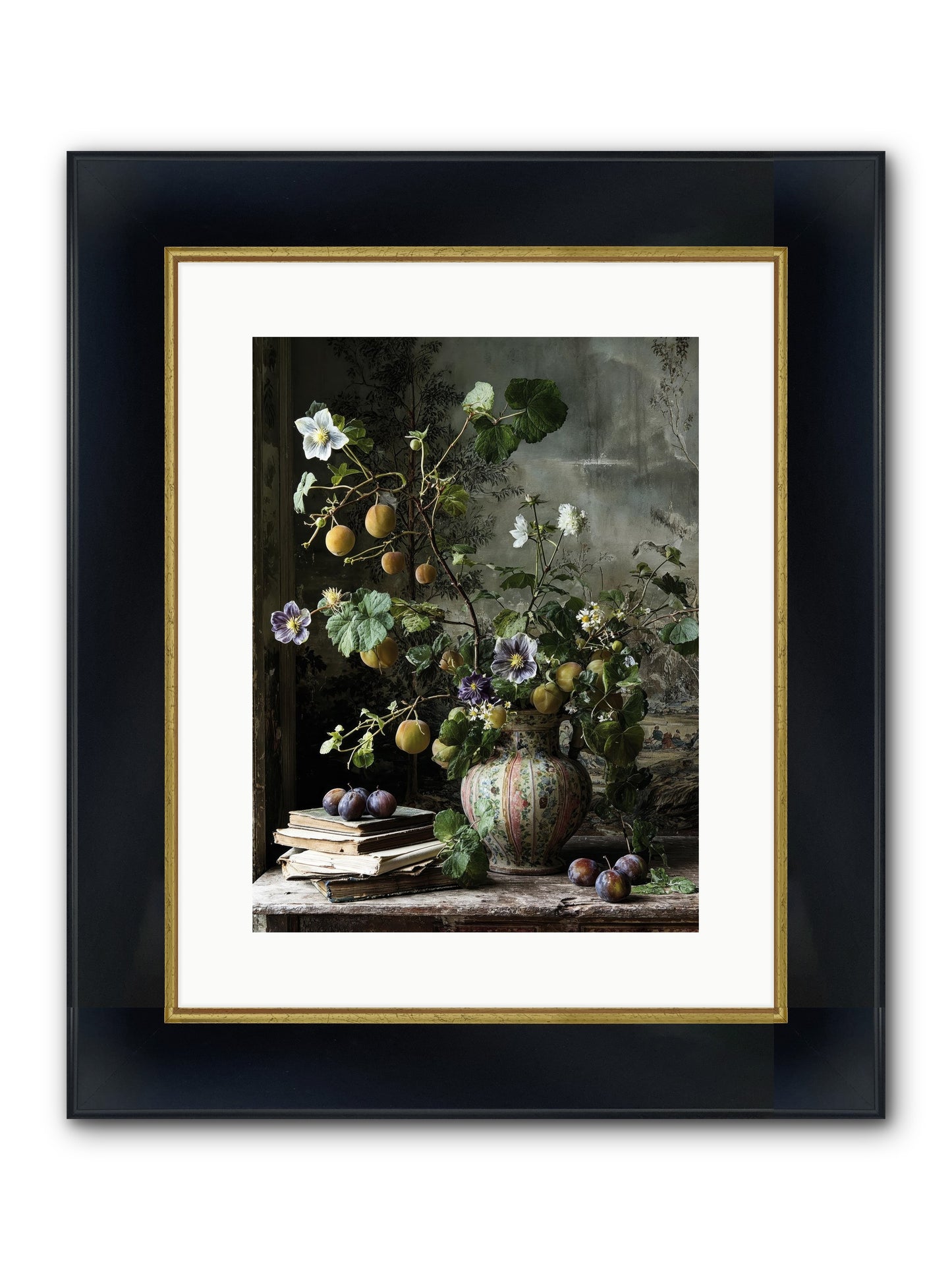 Bon Vivant Framed Print - Wide Black w/Gold 12x16