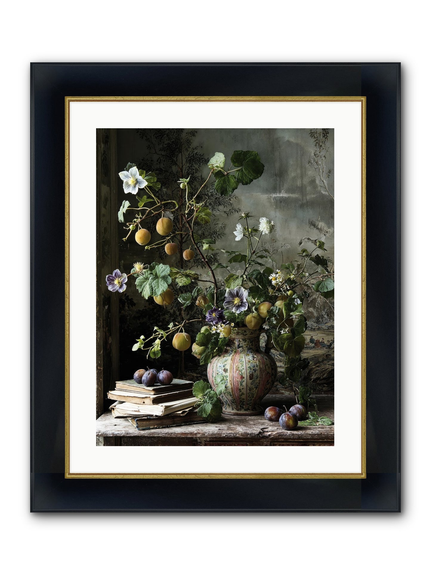 Bon Vivant Framed Print - Wide Black w/Gold 18x24