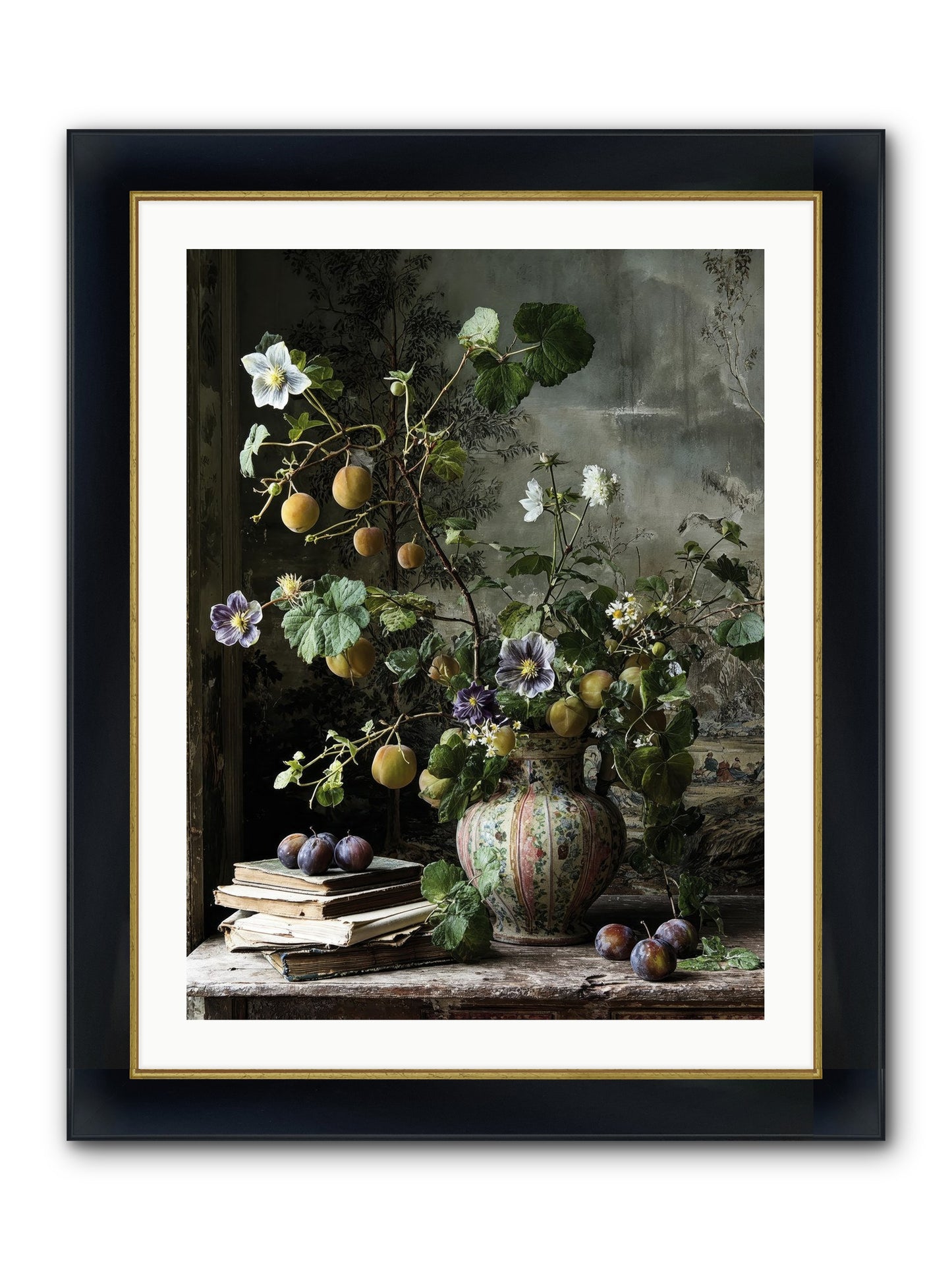 Bon Vivant Framed Print - Wide Black w/Gold 24x32