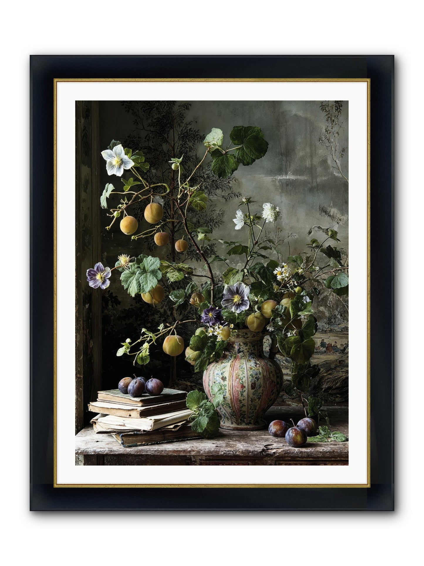Bon Vivant Framed Print - Wide Black w/Gold 30x40