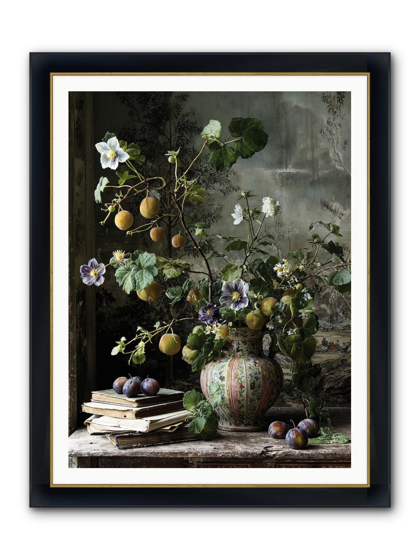 Bon Vivant Framed Print - Wide Black w/Gold 36x48
