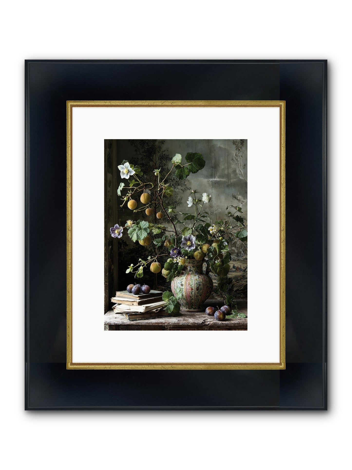 Bon Vivant Framed Print - Wide Black w/Gold 9x12