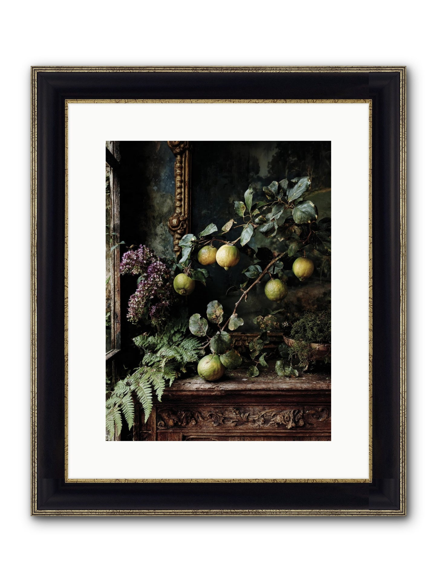 Bonheur Framed Print - Black & Gold 12x16