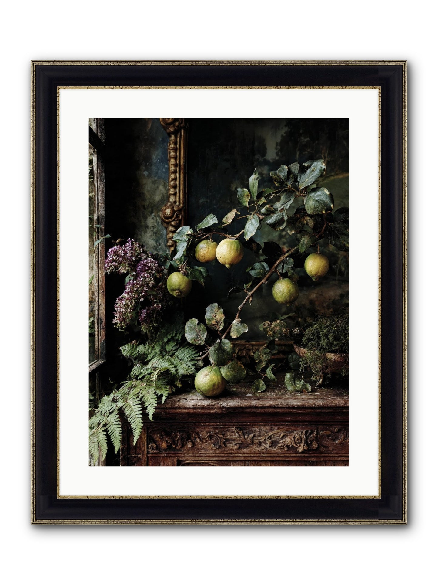 Bonheur Framed Print - Black & Gold 18x24