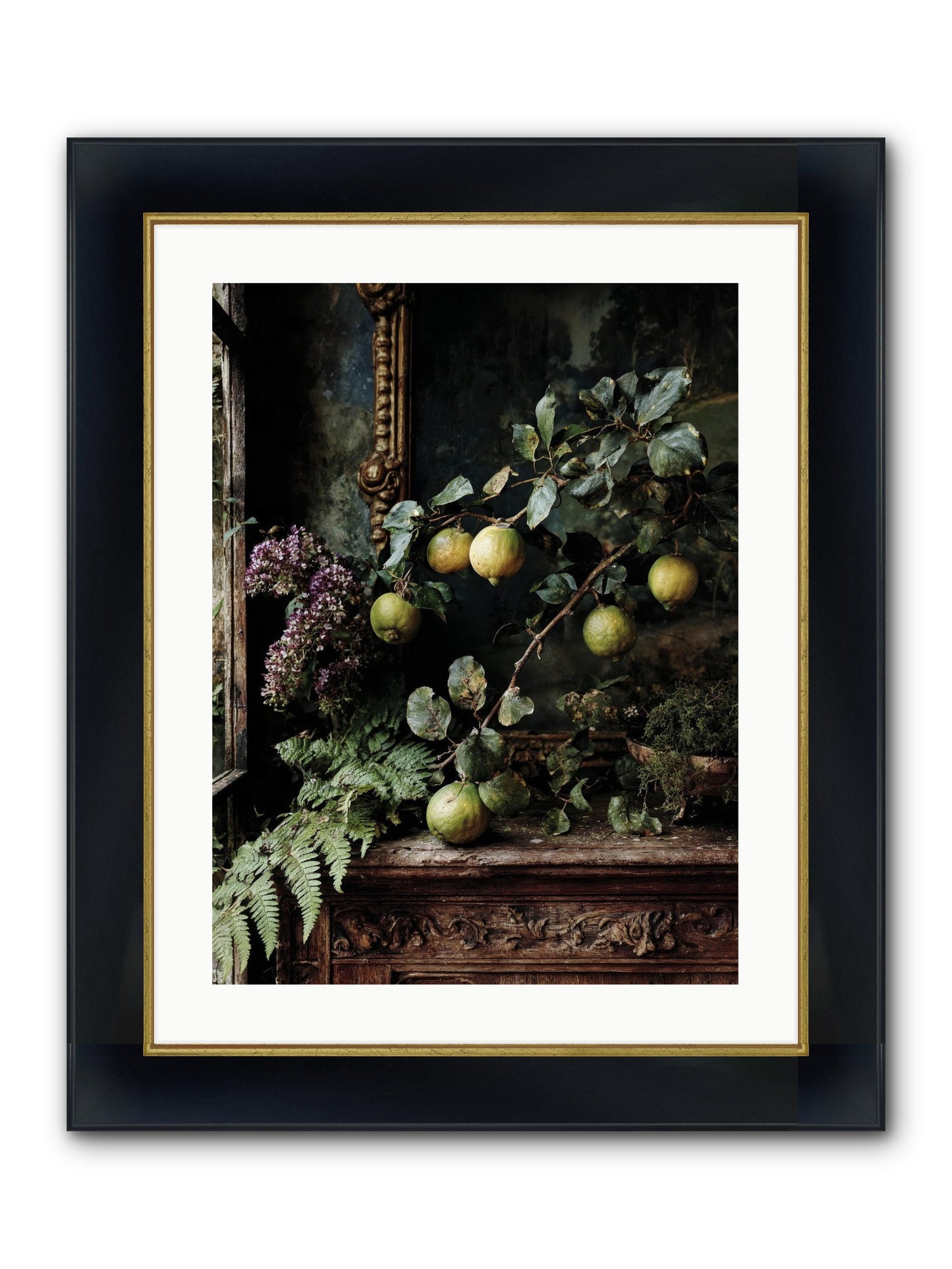 Bonheur Framed Print - Wide Black w/Gold 18x24