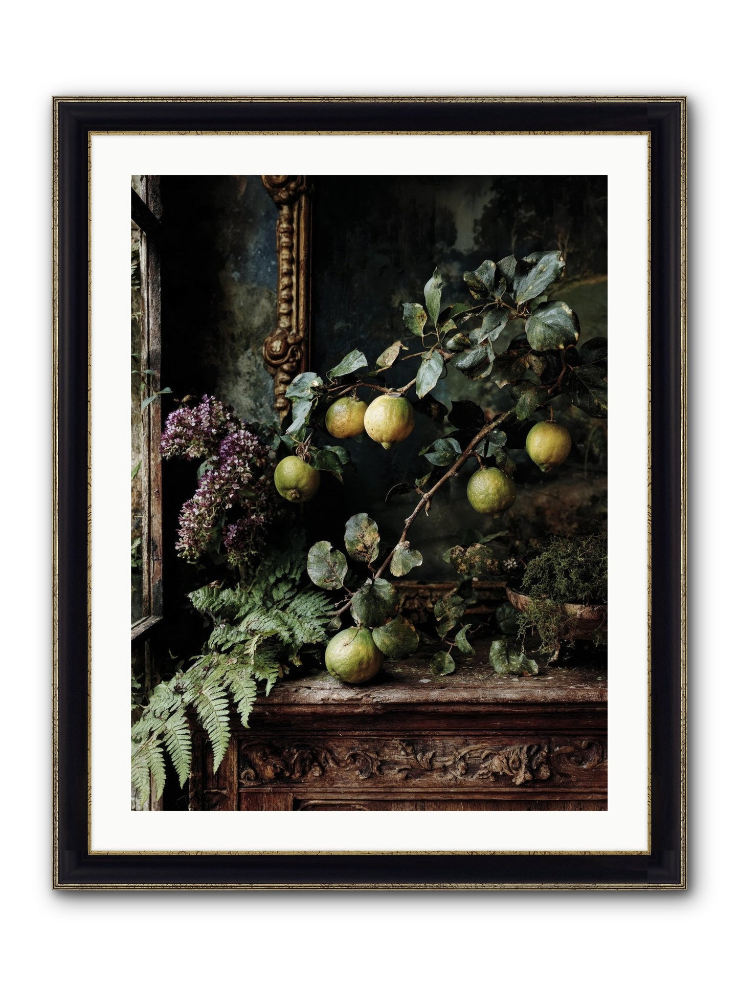 Bonheur Framed Print - Black & Gold 24x32