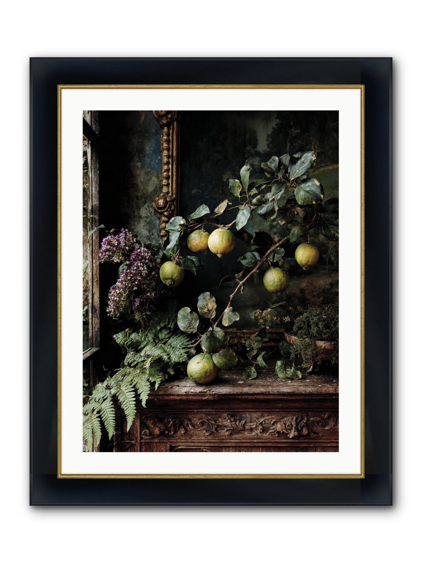 Bonheur Framed Print - Wide Black w/Gold 24x32