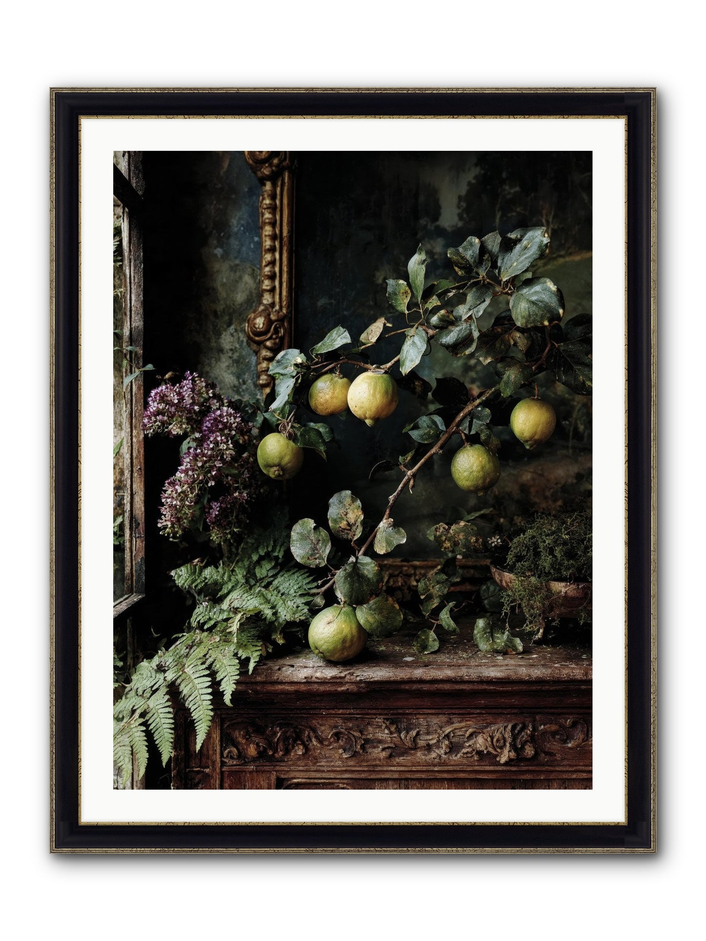 Bonheur Framed Print - Black & Gold 30x40