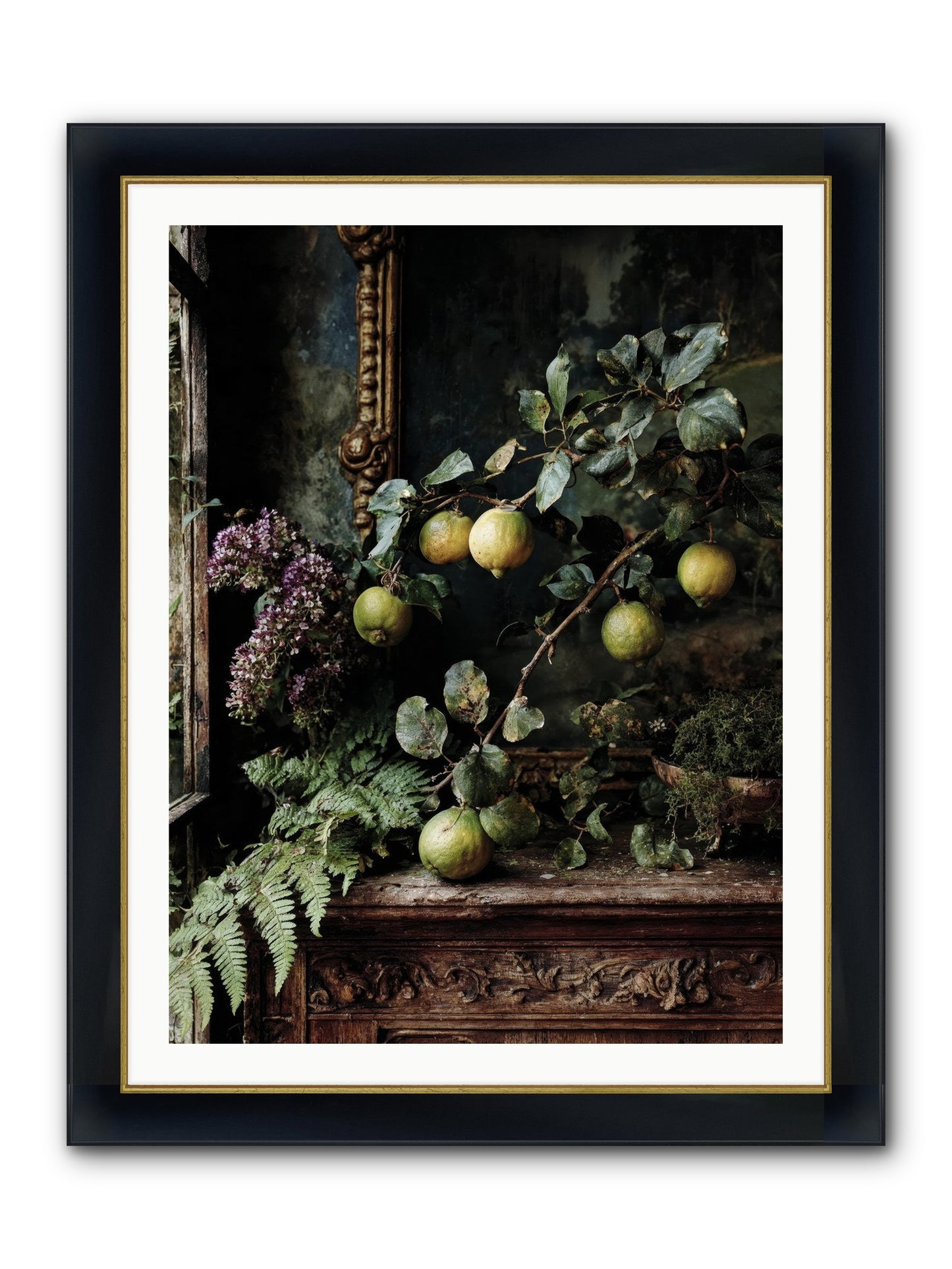 Bonheur Framed Print - Wide Black w/Gold 30x40