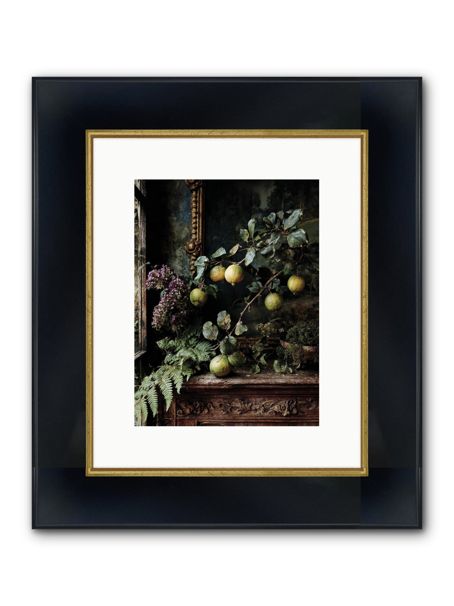 Bonheur Framed Print - Wide Black w/Gold 9x12