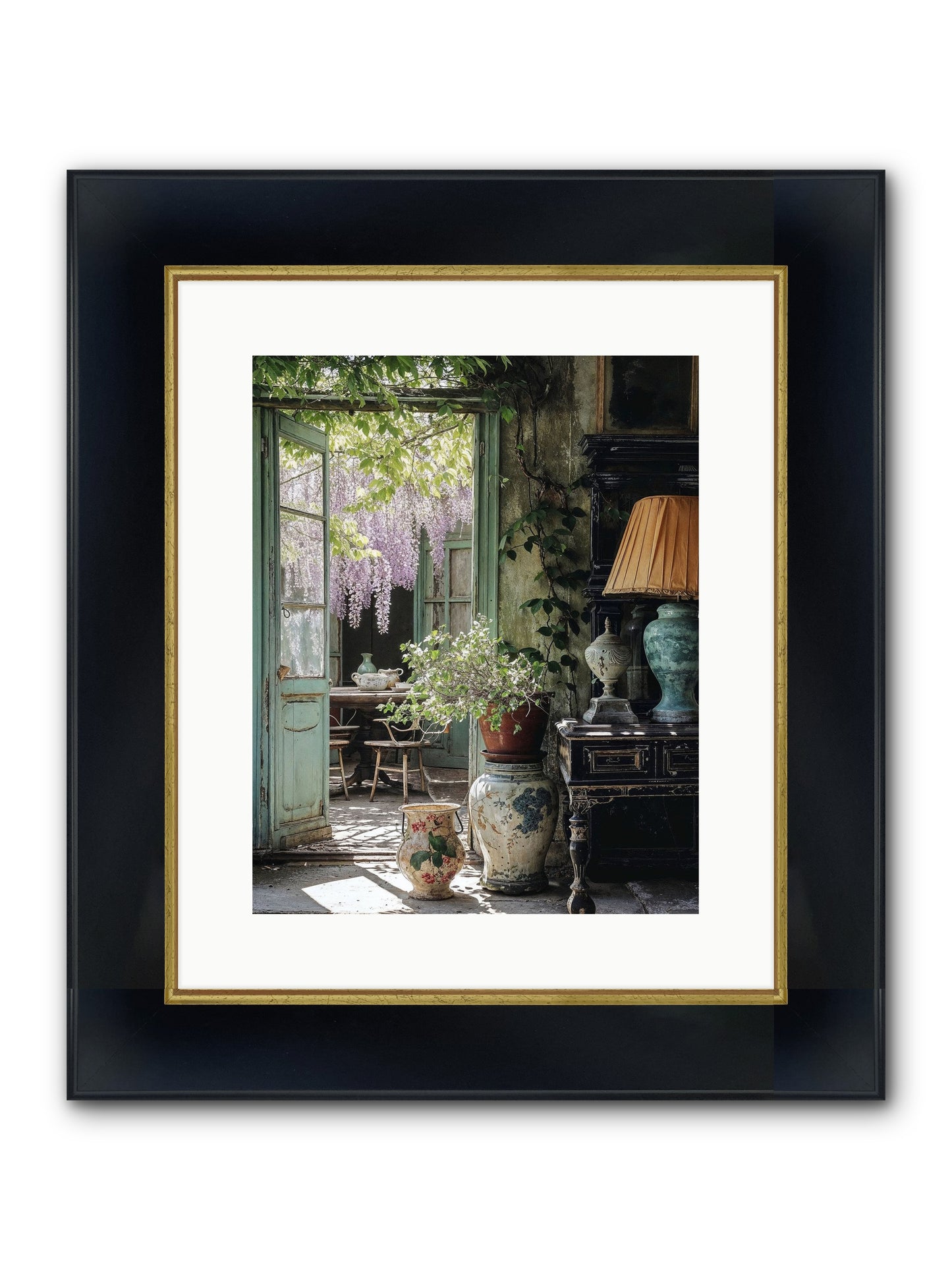 Bonjour Mon Amour Framed Print - Wide Black w/Gold 12x15