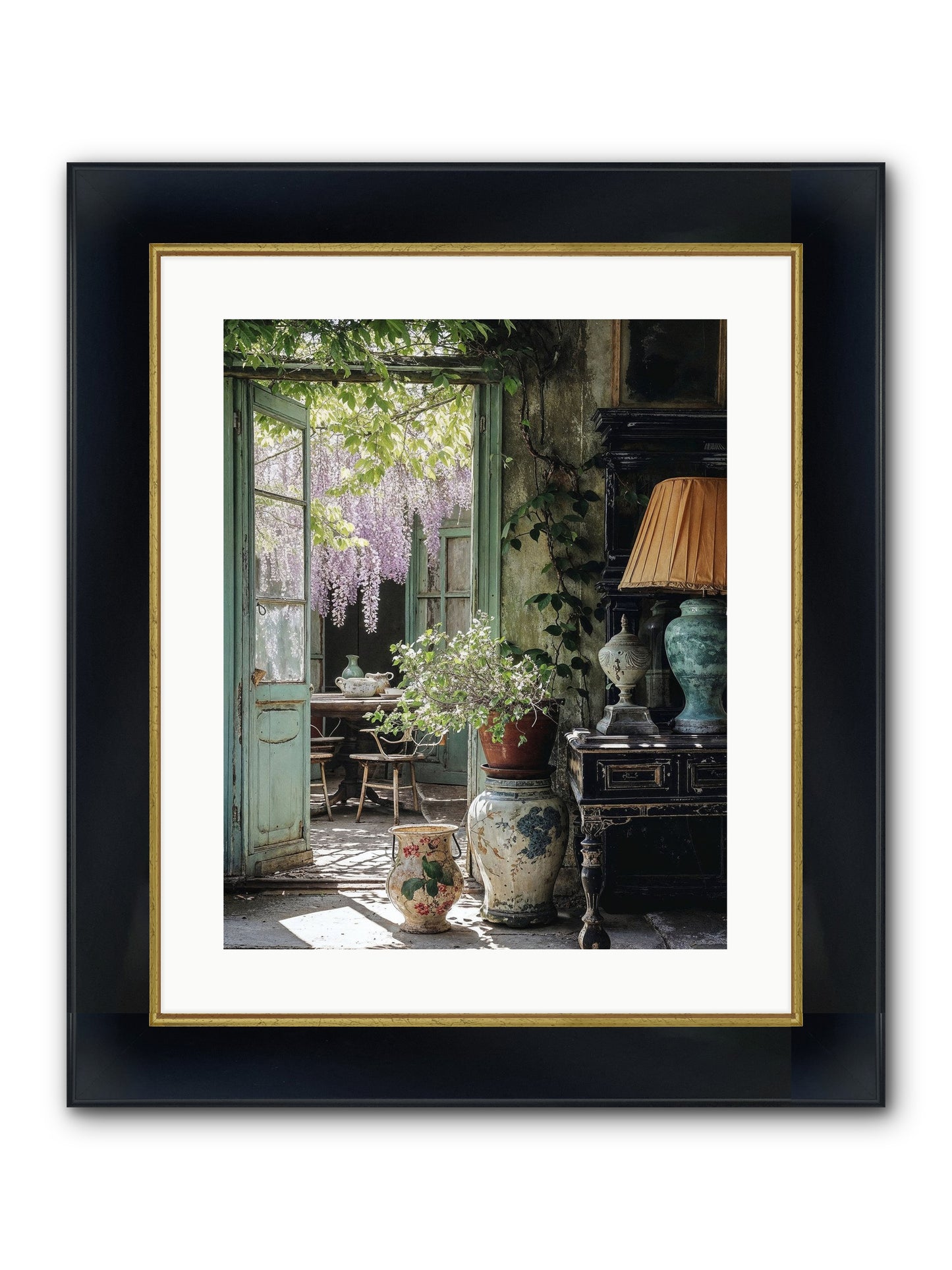 Bonjour Mon Amour Framed Print - Wide Black w/Gold 16x20