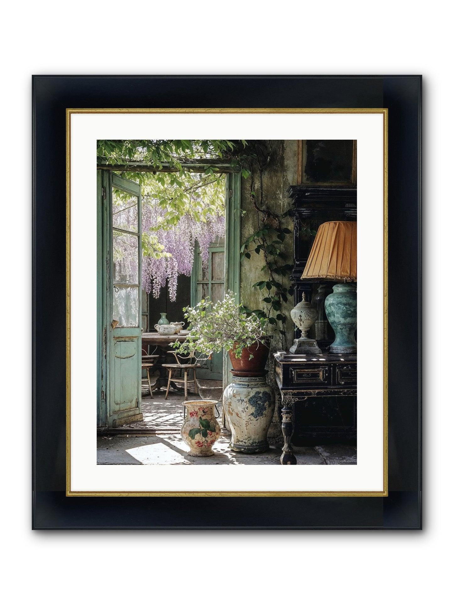 Bonjour Mon Amour Framed Print - Wide Black w/Gold 20x25