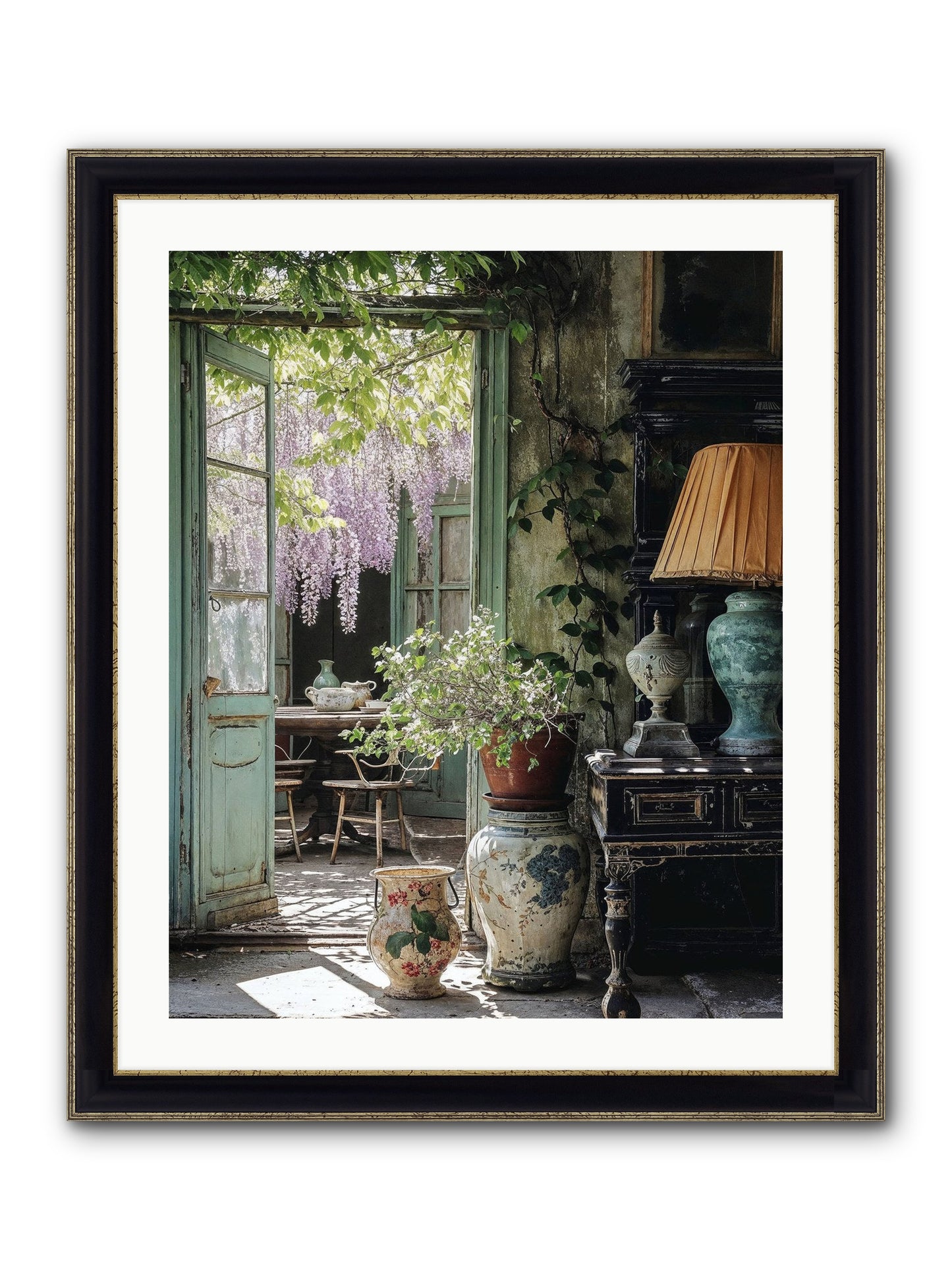 Bonjour Mon Amour Framed Print - Black & Gold 24x30
