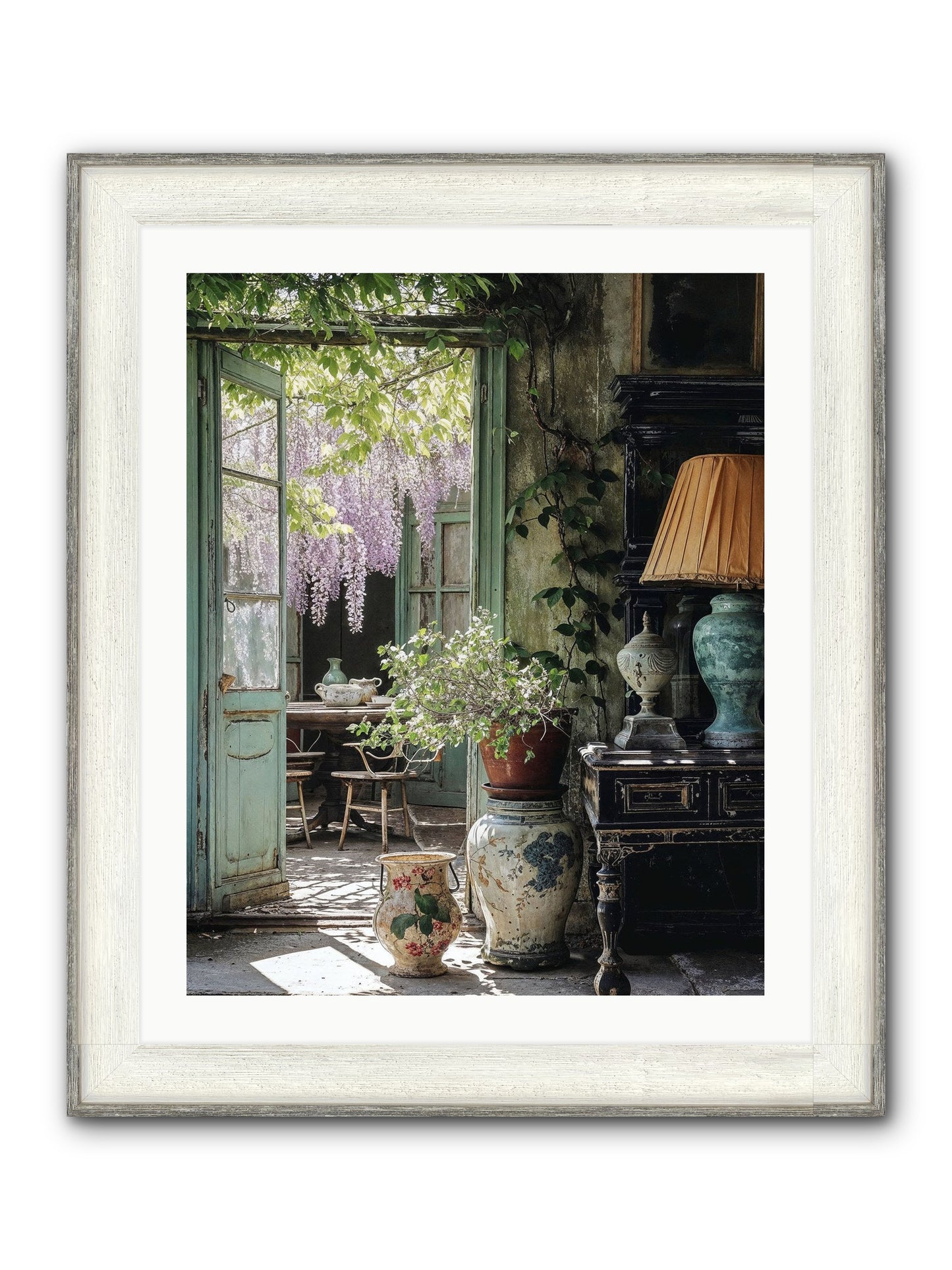 Bonjour Mon Amour Framed Print - Driftwood White 24x30