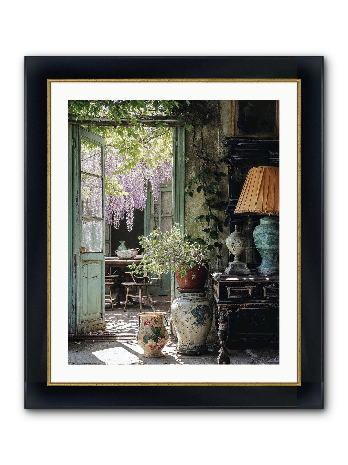 Bonjour Mon Amour Framed Print - Wide Black w/Gold 24x30