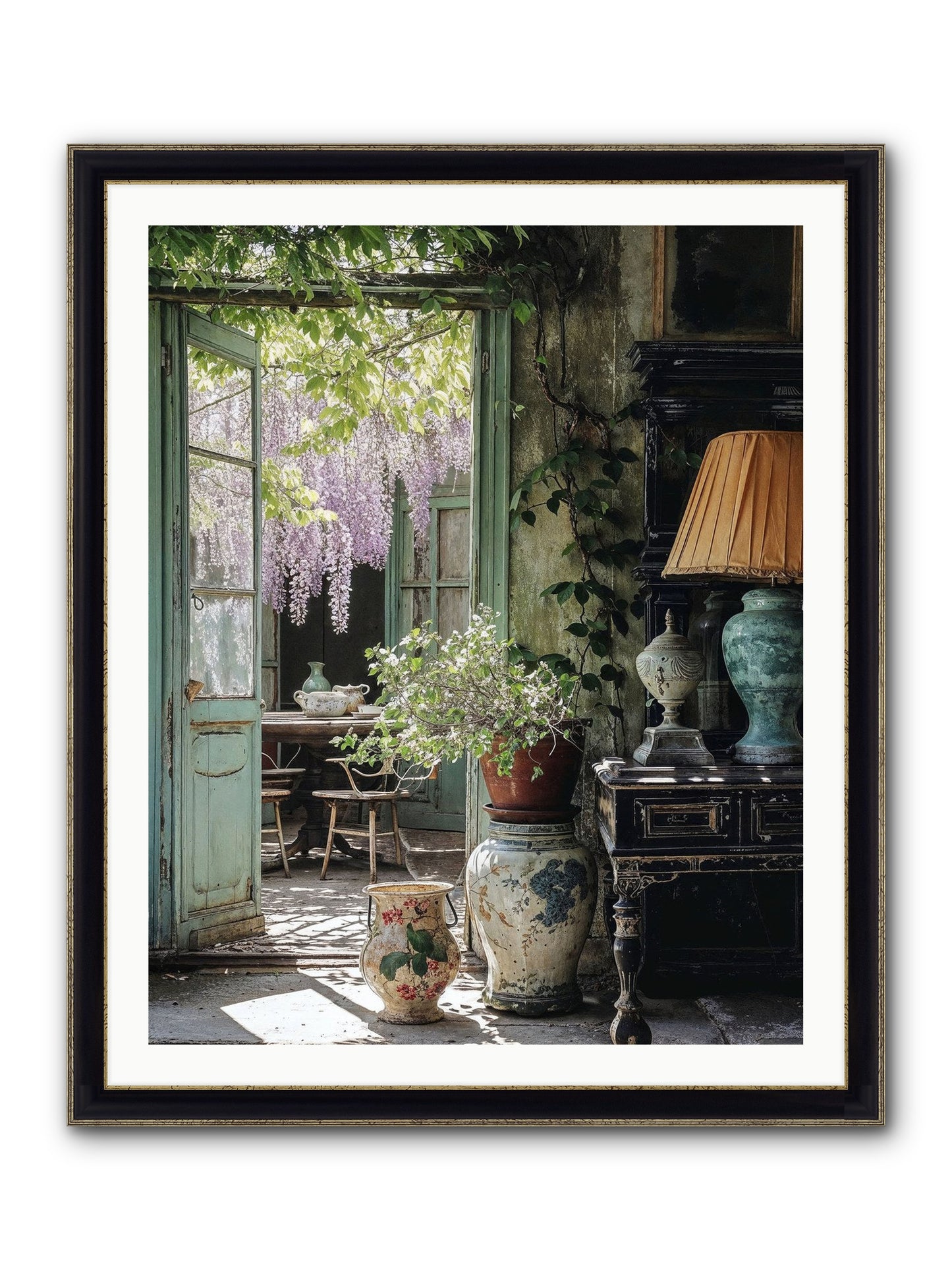 Bonjour Mon Amour Framed Print - Black & Gold 32x40