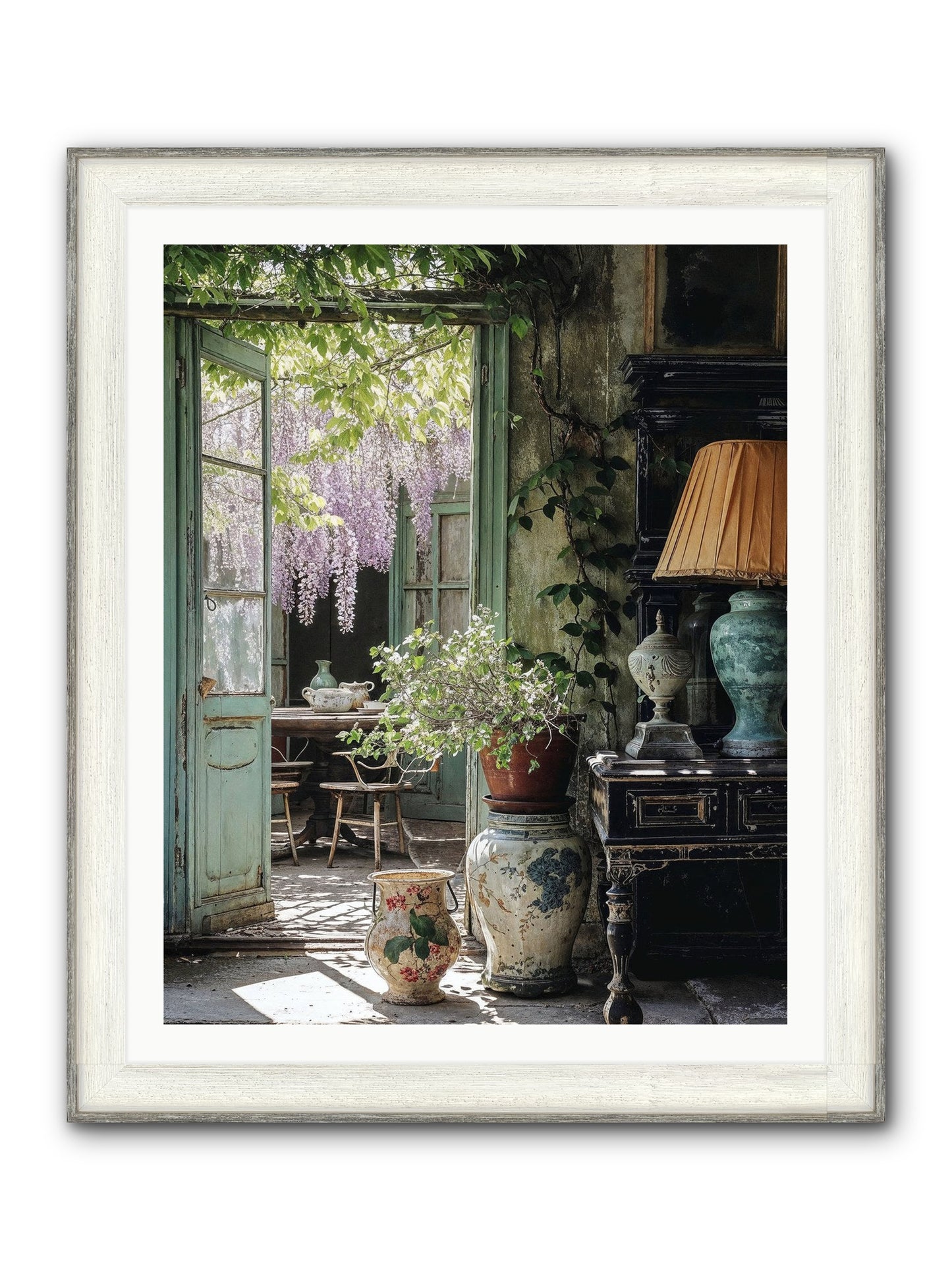 Bonjour Mon Amour Framed Print - Driftwood White 32x40