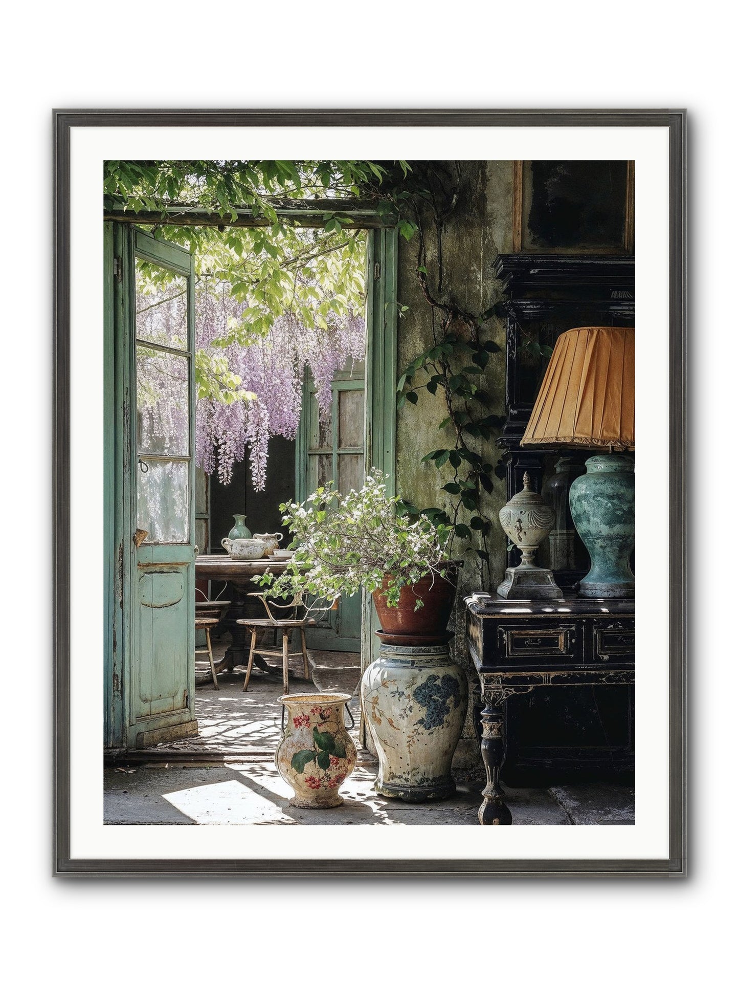 Bonjour Mon Amour Framed Print - Slimwoods Black/Silver 32x40