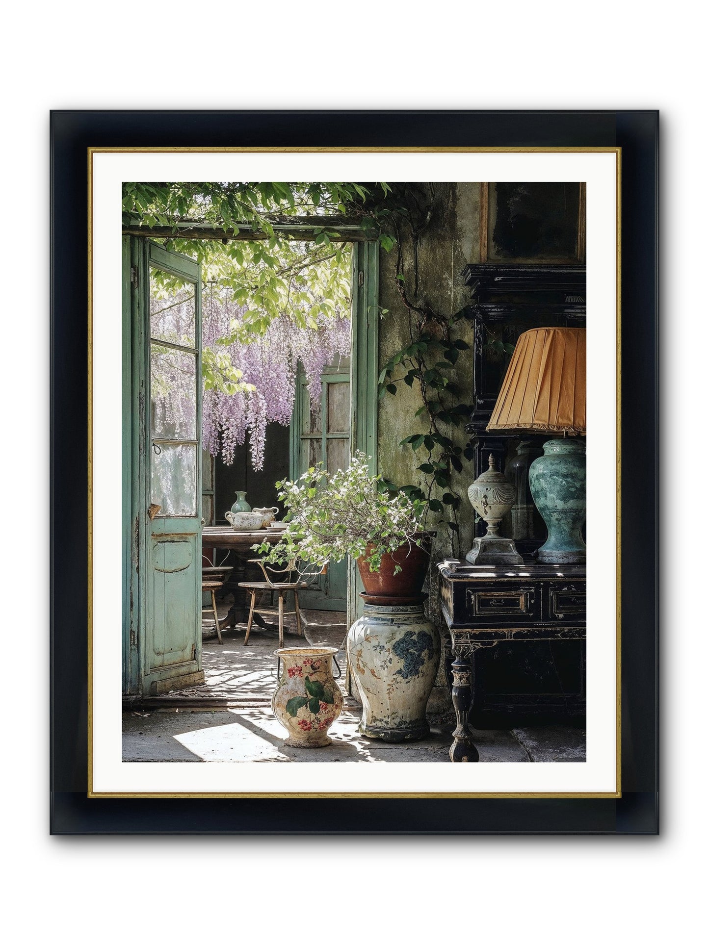 Bonjour Mon Amour Framed Print - Wide Black w/Gold 32x40