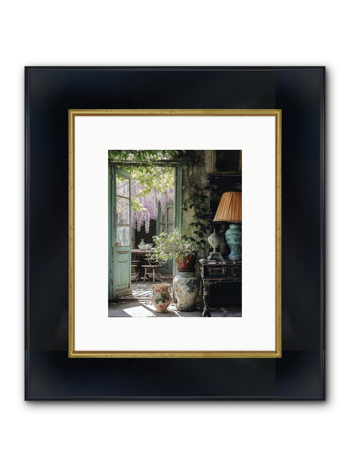 Bonjour Mon Amour Framed Print - Wide Black w/Gold 8x10