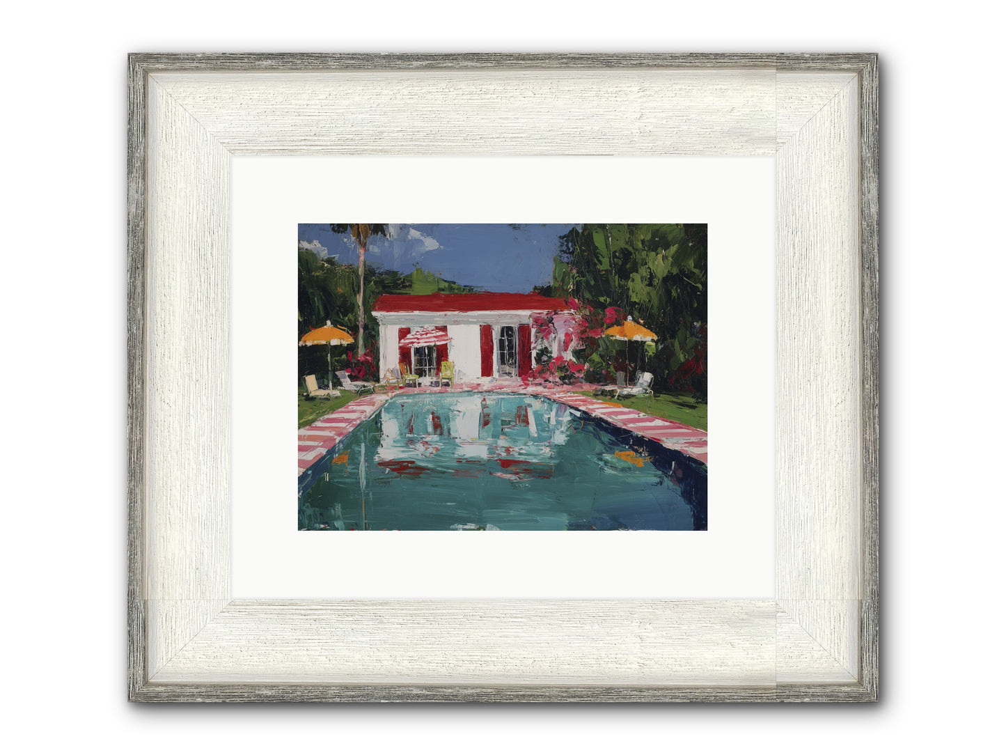 Bordeaux Beach Club Framed Print - Driftwood White 12x9