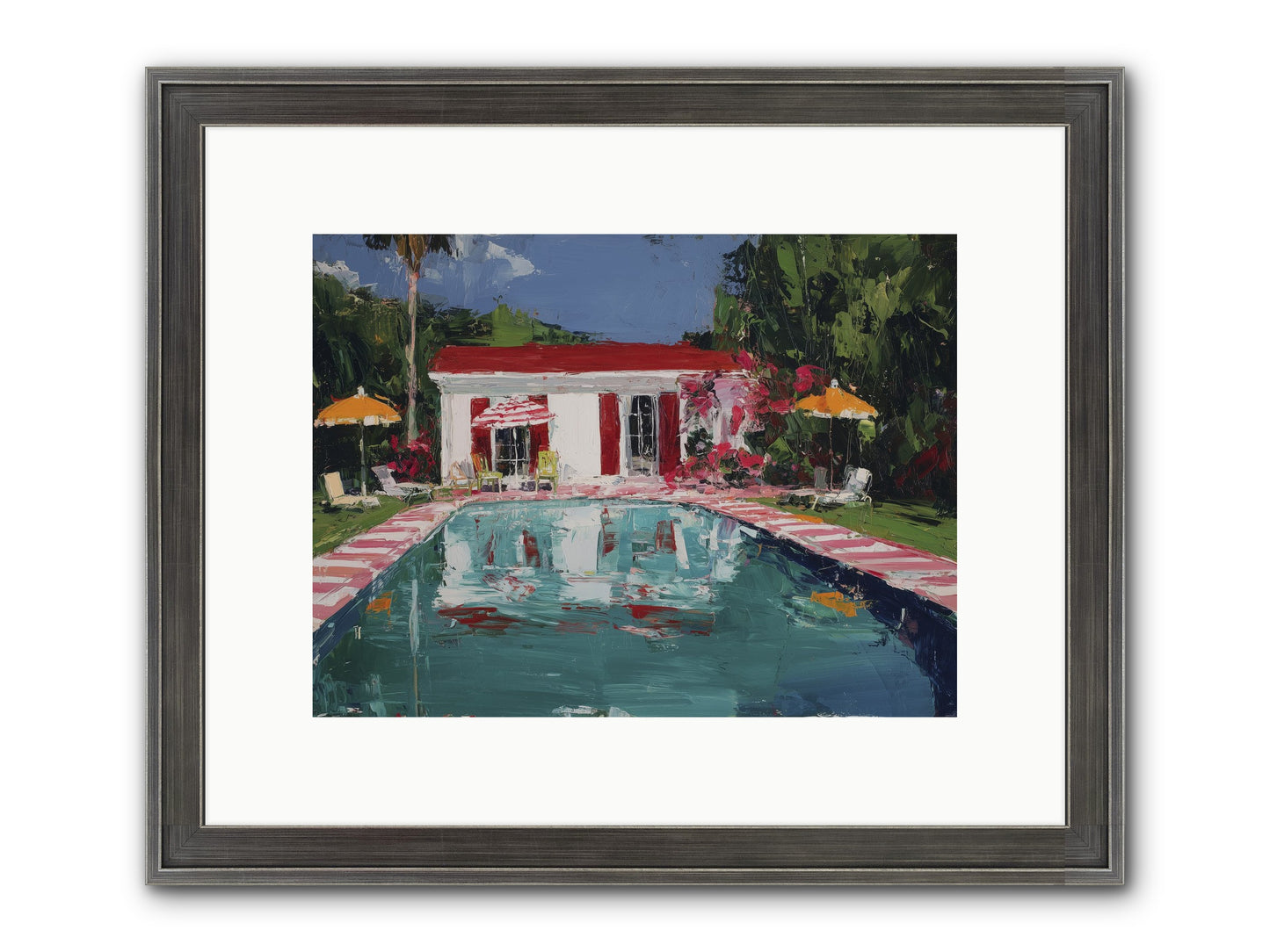 Bordeaux Beach Club Framed Print - Slimwoods Black/Silver 12x9
