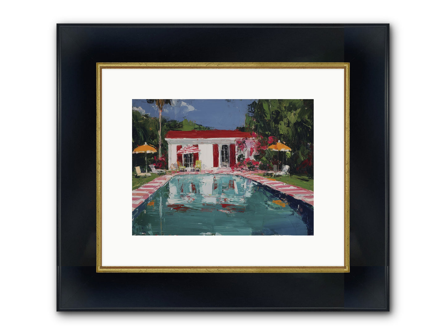 Bordeaux Beach Club Framed Print - Wide Black w/Gold 12x9