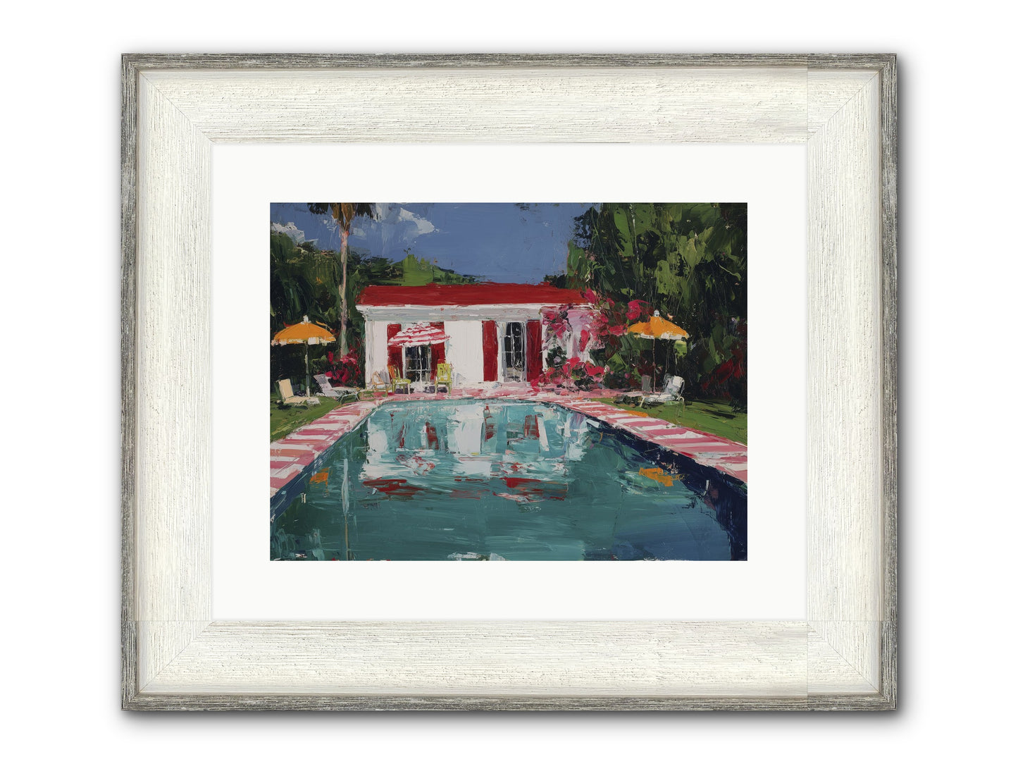 Bordeaux Beach Club Framed Print - Driftwood White 16x12