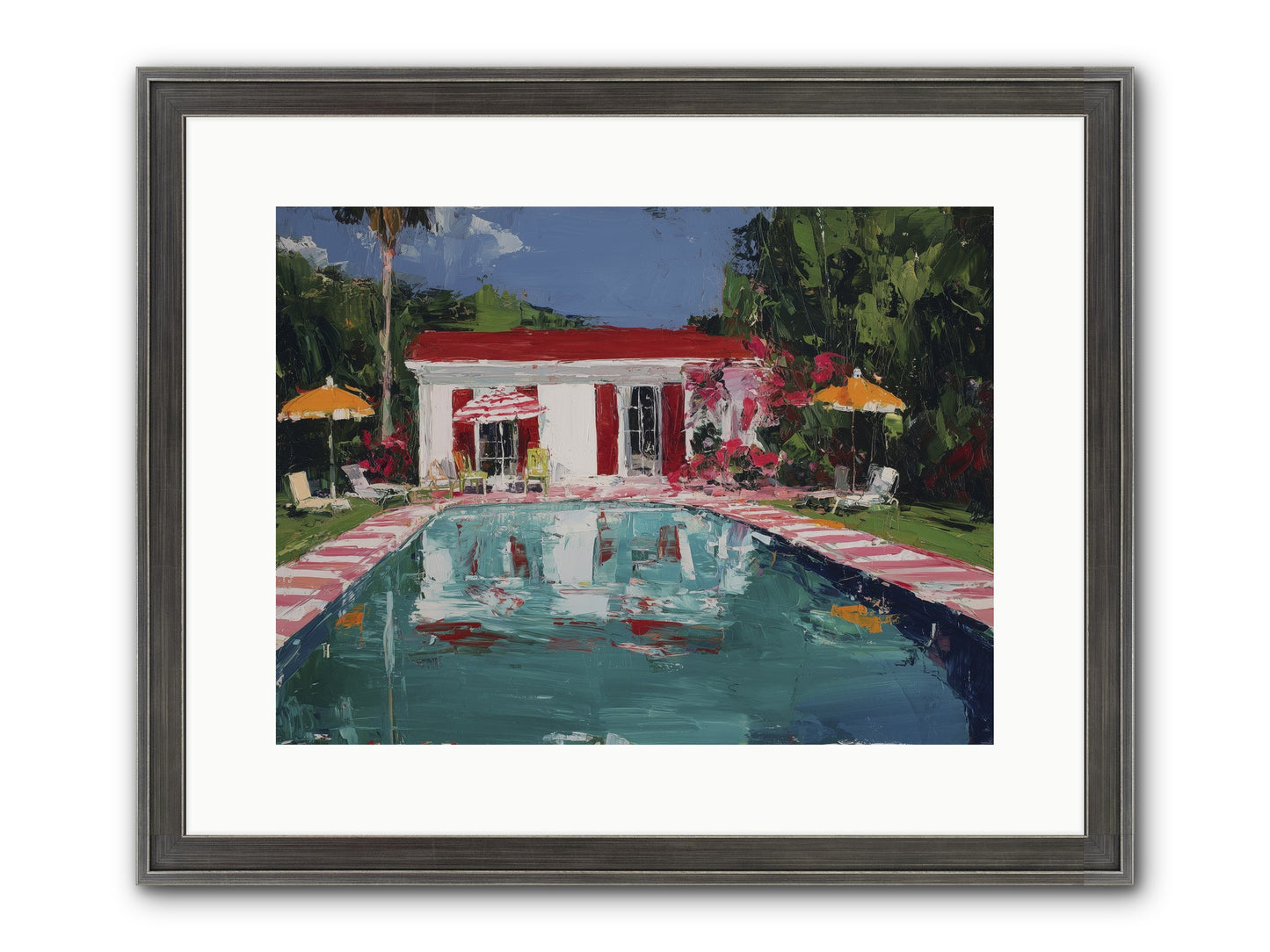 Bordeaux Beach Club Framed Print - Slimwoods Black/Silver 16x12