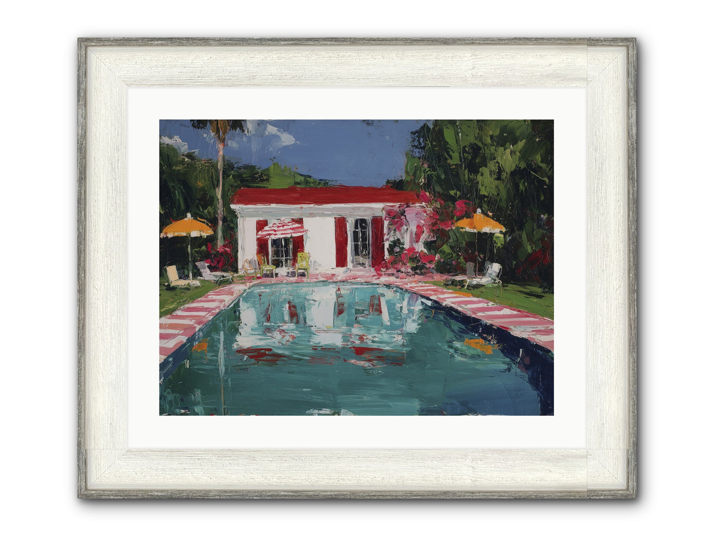 Bordeaux Beach Club Framed Print - Driftwood White 24x18