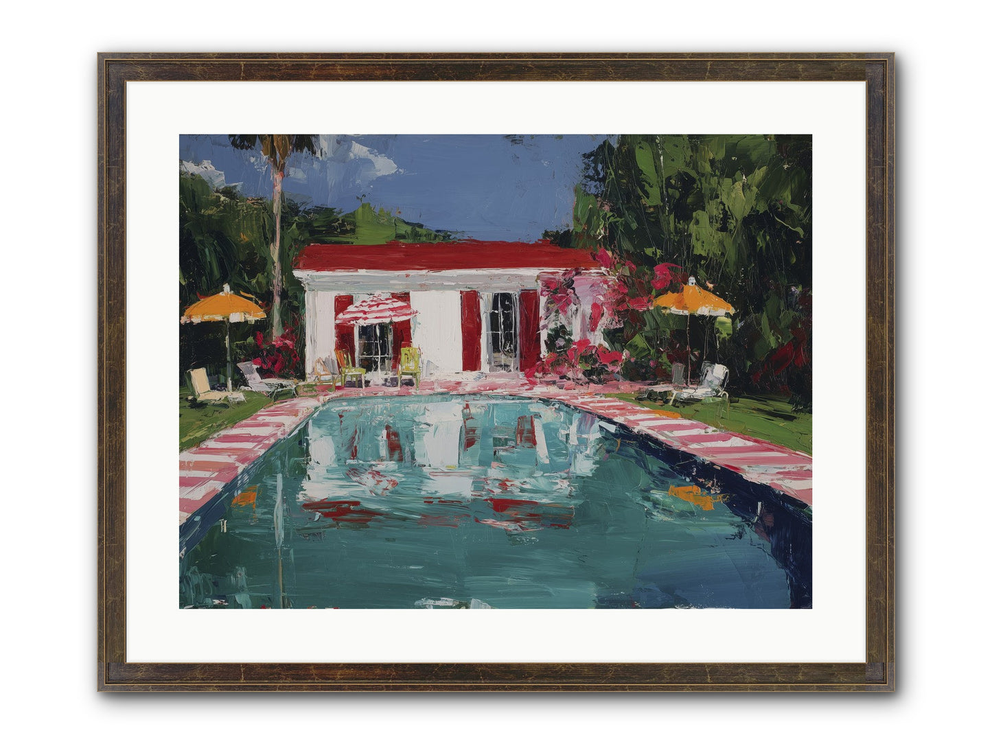 Bordeaux Beach Club Framed Print - Slimwoods Black/Gold 24x18