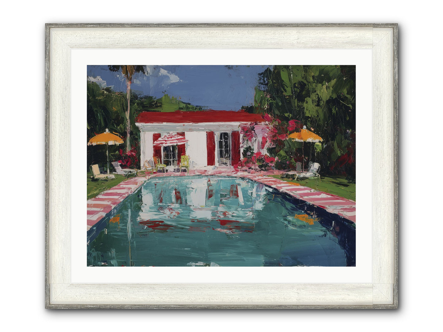 Bordeaux Beach Club Framed Print - Driftwood White 32x24