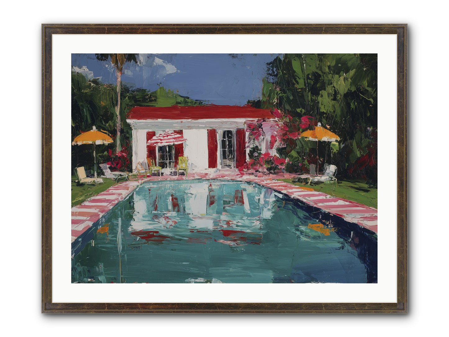 Bordeaux Beach Club Framed Print - Slimwoods Black/Gold 32x24